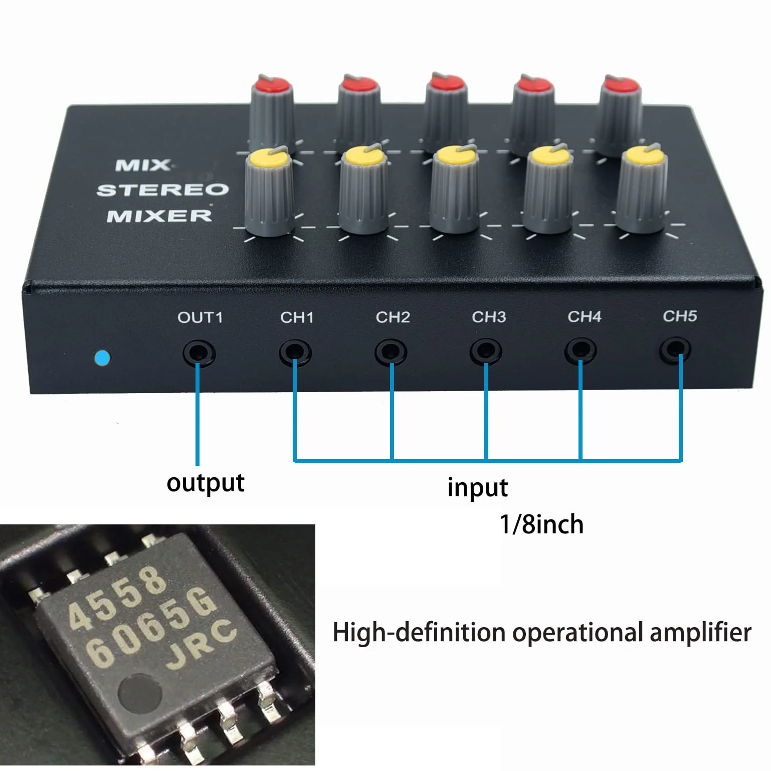 audio mixer Powered 10 Channels input 2 output Mini Audio Mix with 3.5mm Stereo for Broadcasting, Podcasting, Streaming,phone Recording and PC Gaming mixing mix102 - Image 3