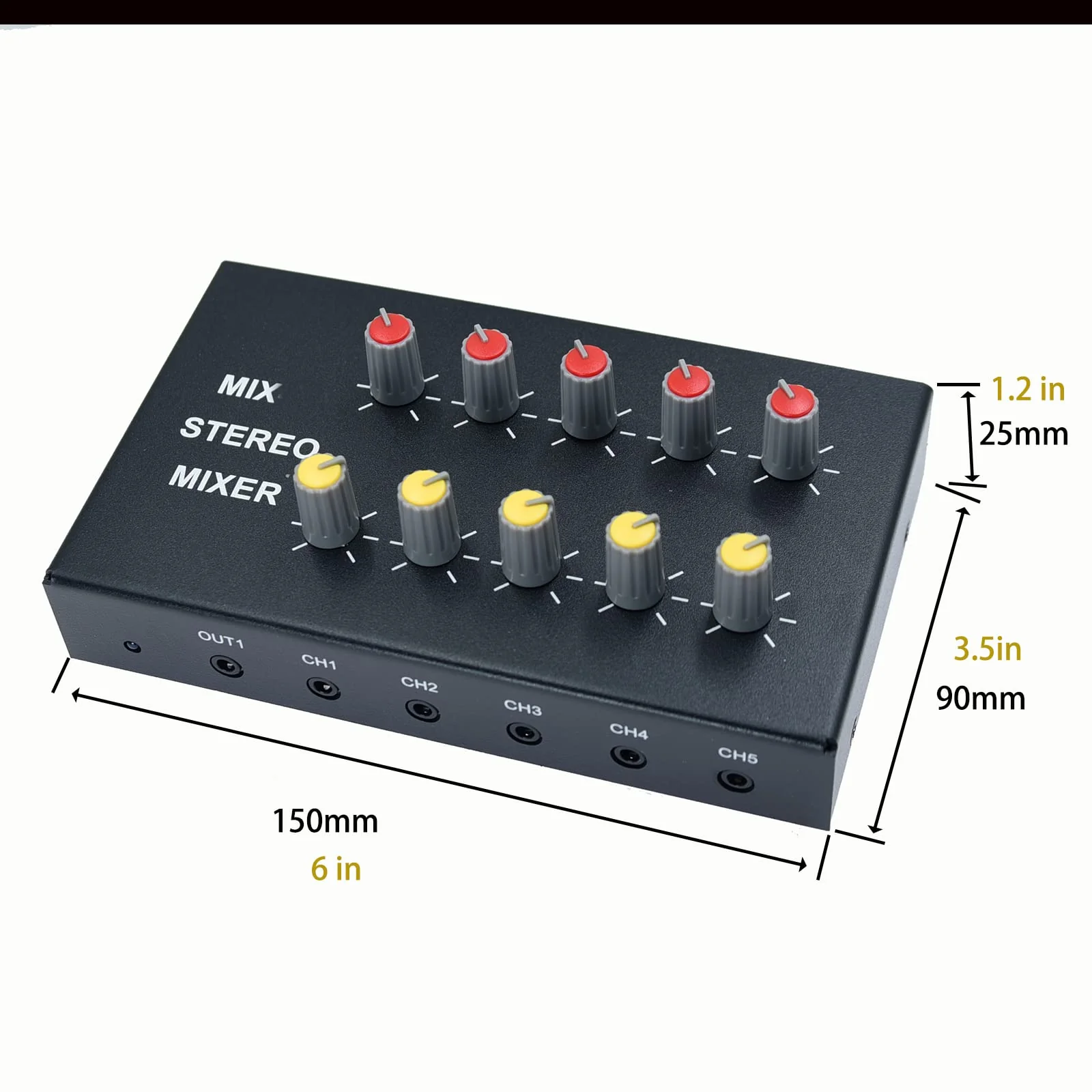 audio mixer Powered 10 Channels input 2 output Mini Audio Mix with 3.5mm Stereo for Broadcasting, Podcasting, Streaming,phone Recording and PC Gaming mixing mix102 - Image 5
