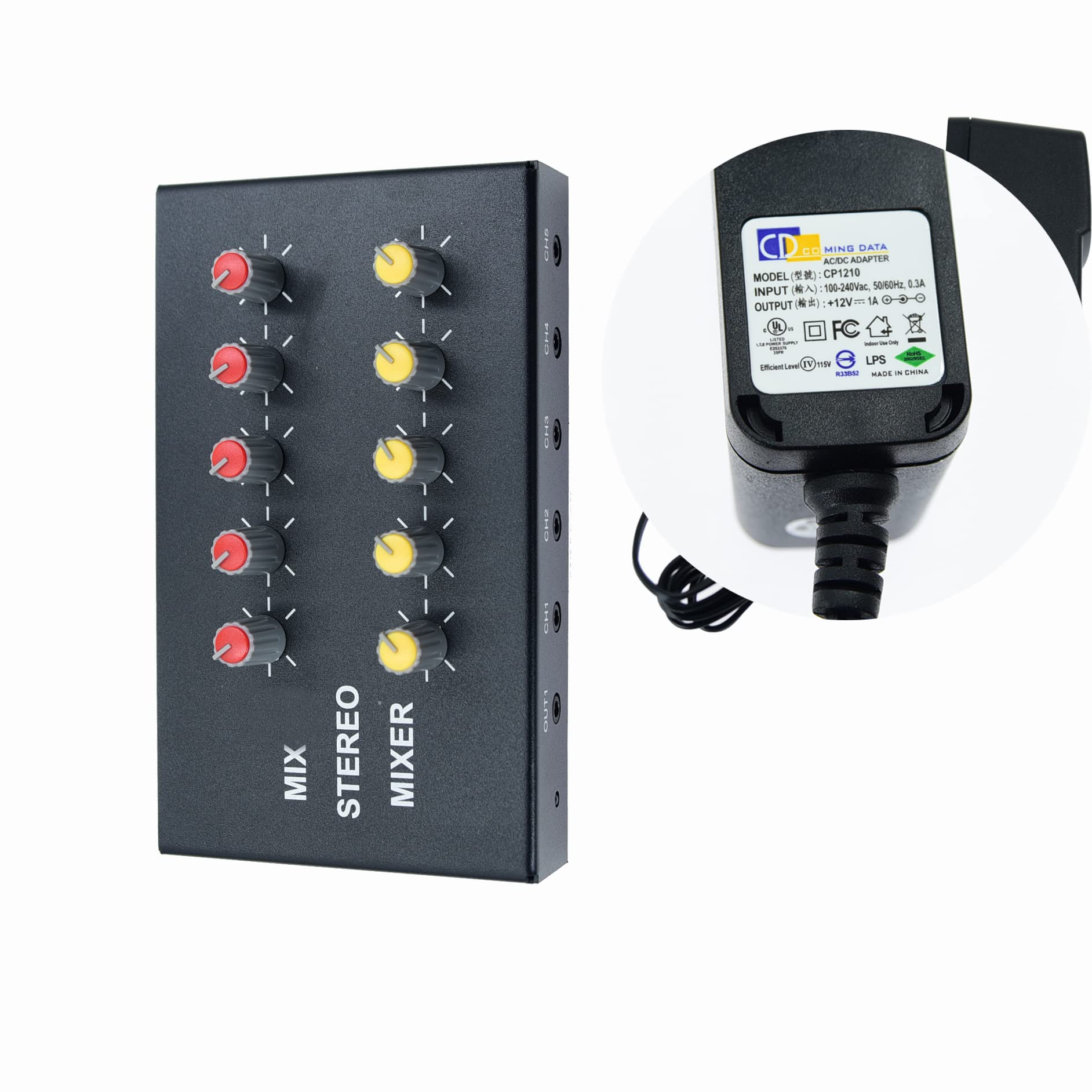 audio mixer Powered 10 Channels input 2 output Mini Audio Mix with 3.5mm Stereo for Broadcasting, Podcasting, Streaming,phone Recording and PC Gaming mixing mix102 - Image 7