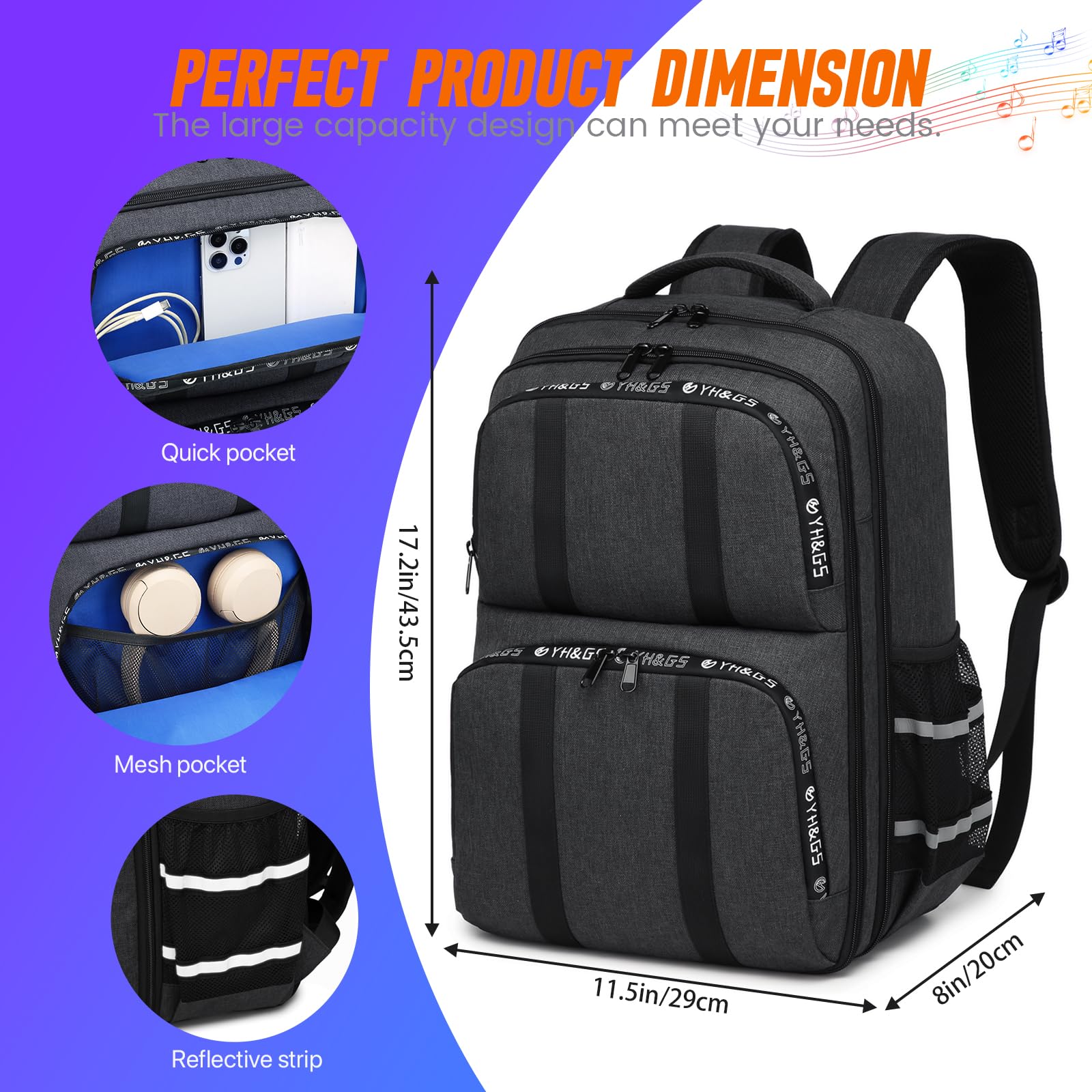 Audio Mixer Travel Case Bag, DJ Mixer Storage Backpack Compatible with RODECaster Pro, RODECaster Pro II, RC Duo, Podcast Mixer Case for Microphones and More Podcast Equipment - Image 4