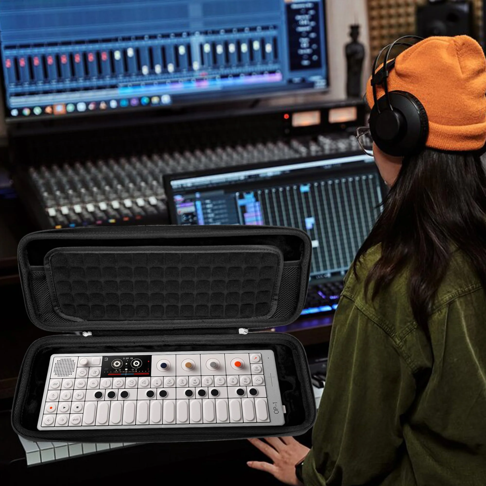 Audio Sampler Synthesizer Case Compatible with Teenage Engineering OP-1 Field/OP-XY, Portable Music Gear Storage Bag with Top Mesh Pocket and Groove Structure for Easy Access - Image 5