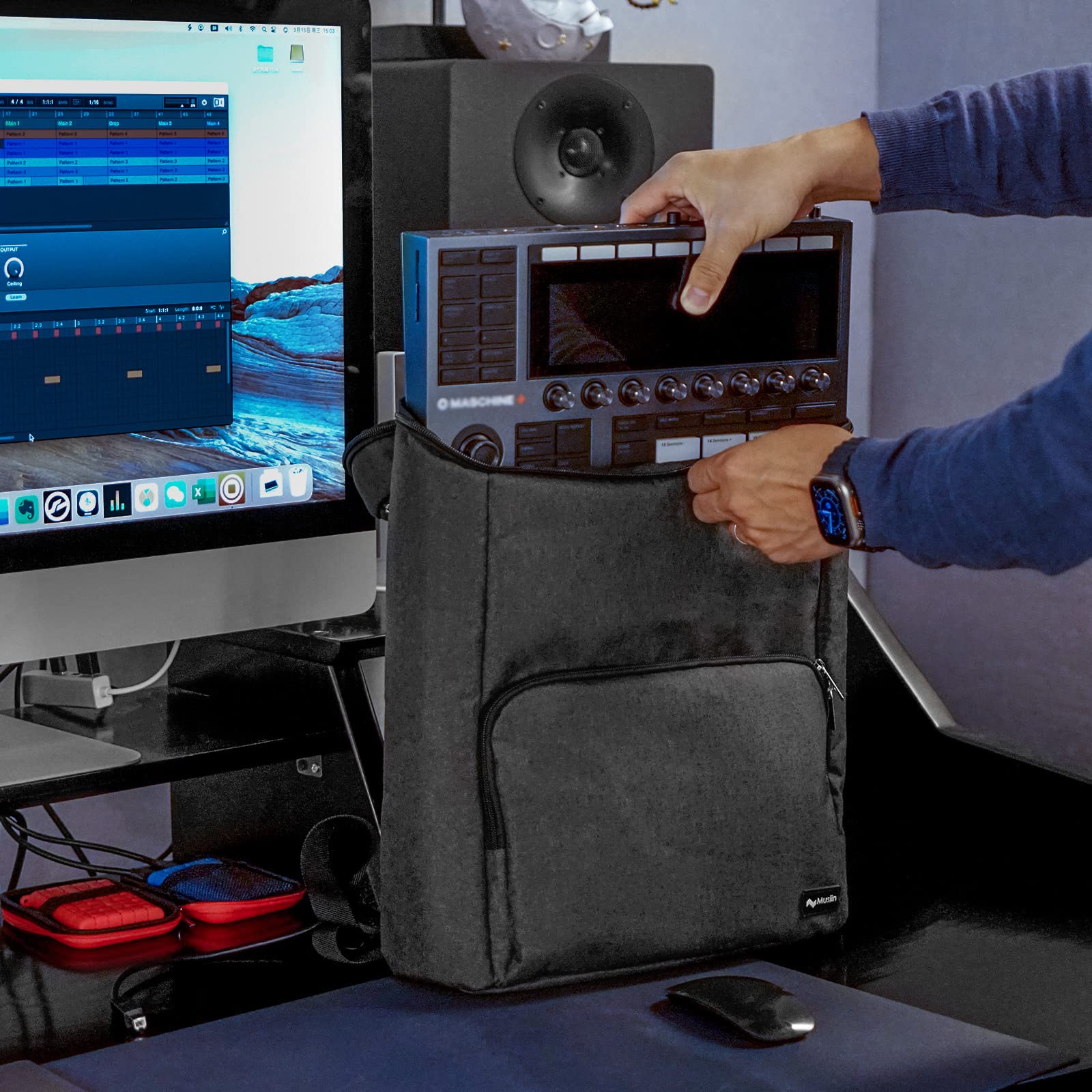 Audio Workstation Backpack Compatible with NI Maschine+,Ableton Push3,AKAI MPC One+,Line 6 Helix Stadiu,Elektron Tonverk, Launch Control XL MK3 Ultimate Protection for Device and Cover - Image 7