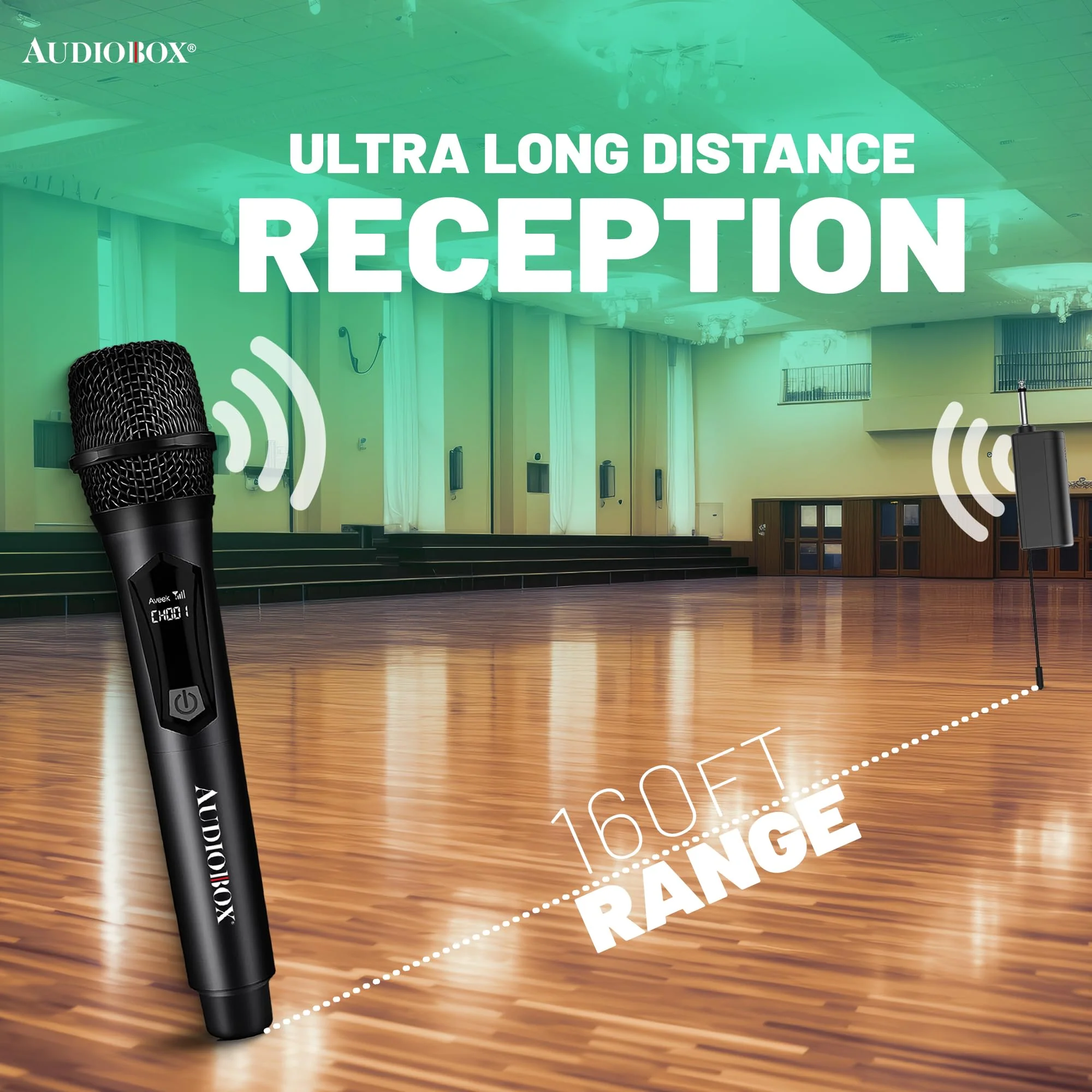 Audiobox Wireless Microphone, UHF Metal Dynamic Handheld Multipurpose Mic with Rechargeable Receiver (4hrs), 160ft Range, for Karaoke Machine, Amplifier Speaker, Mixer, Church, PA - Black (2) 2 - Image 7