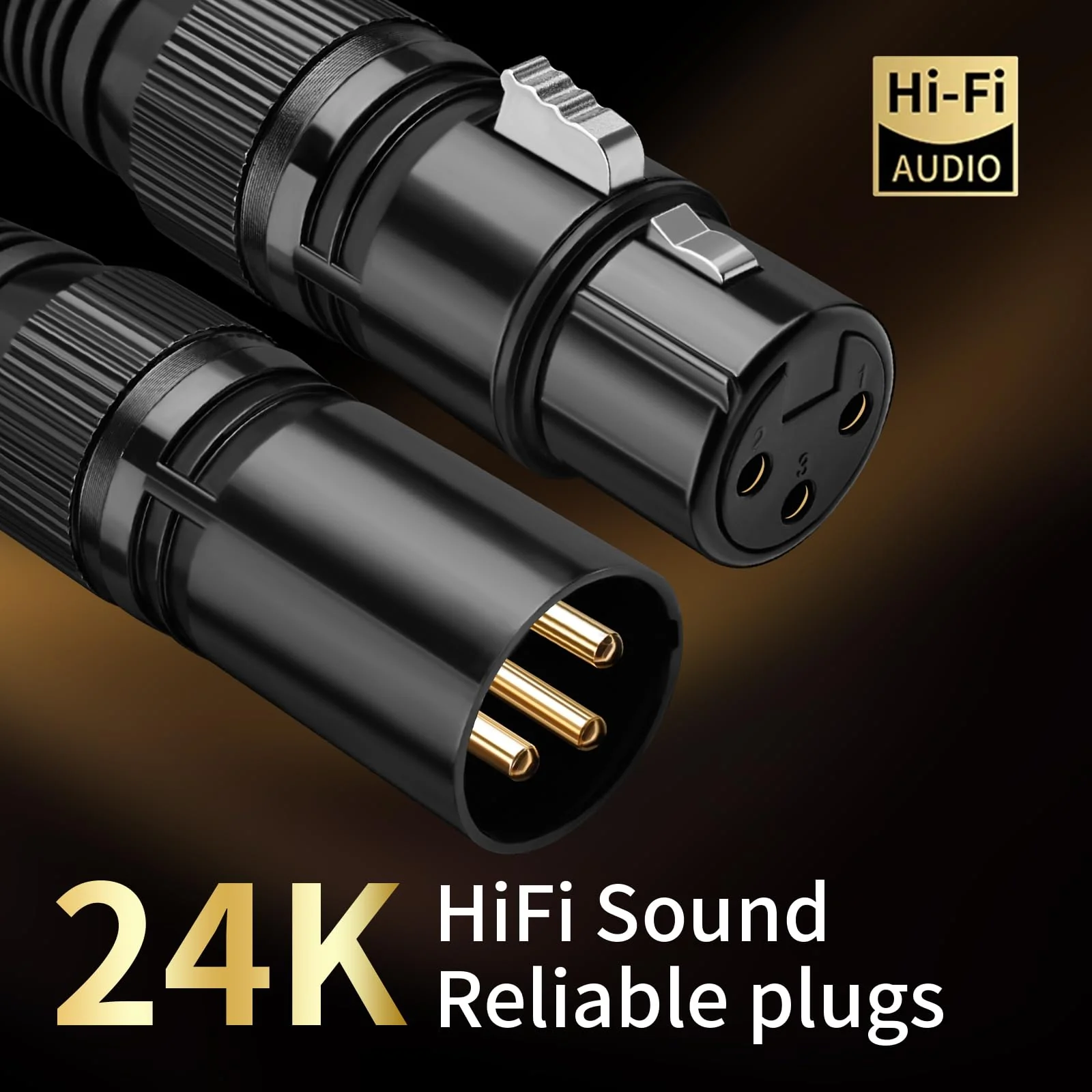 Audiophile HiFi Audio XLR Cables - 2XLR,3.28ft,15 AWG,4N OFC Core,Gold-Plated Plugs,with Nylon Braid,Subwoofer Cable,Compatible with CD Player,AMP,Speaker& Effect Processor(3.28ft/1m) 2-Pack 3.28ft/1m - Image 4