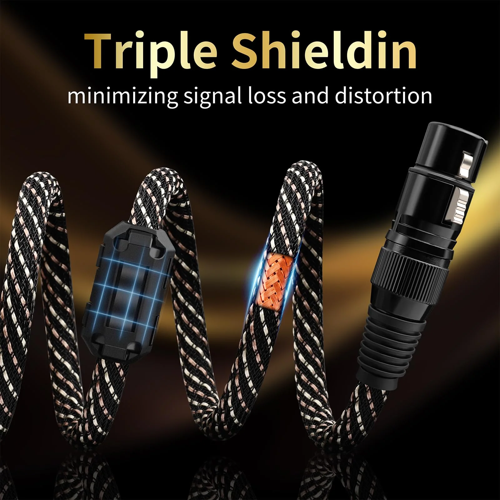 Audiophile HiFi Audio XLR Cables - 2XLR,3.28ft,15 AWG,4N OFC Core,Gold-Plated Plugs,with Nylon Braid,Subwoofer Cable,Compatible with CD Player,AMP,Speaker& Effect Processor(3.28ft/1m) 2-Pack 3.28ft/1m - Image 5