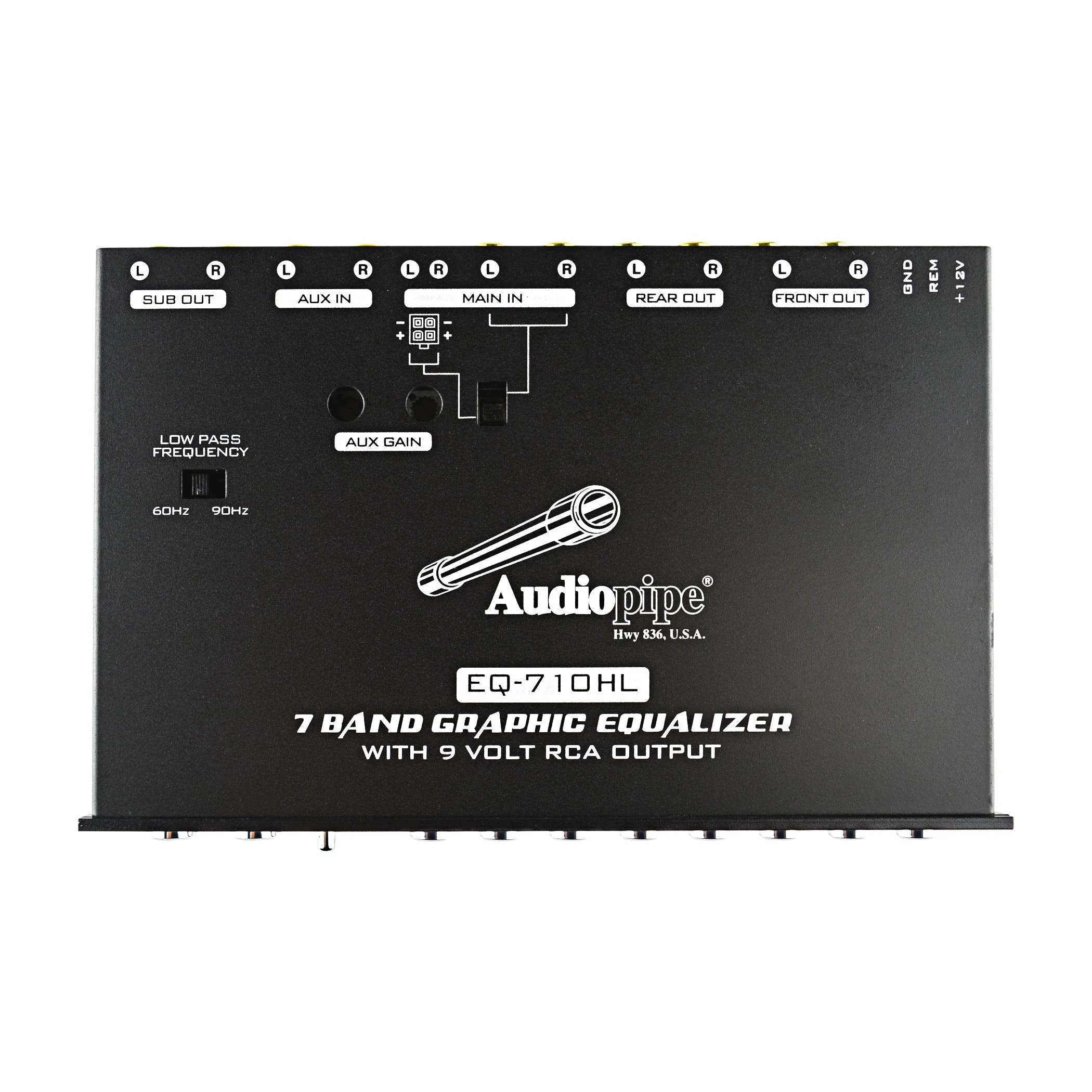 Audiopipe 7 Band Graphic Equalizer with Hi/Lo 9V Line Driver (EQ-710HL) - Image 2