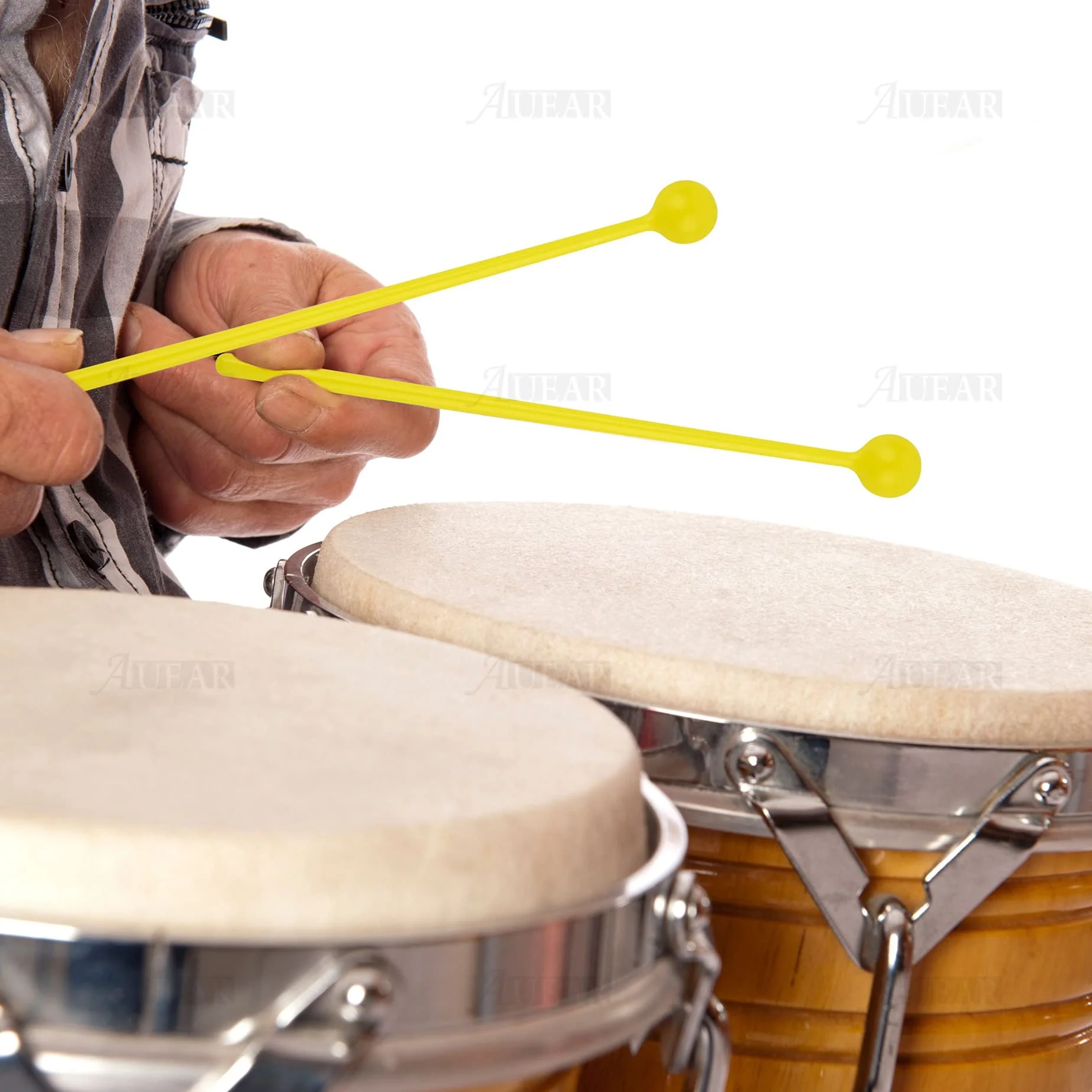 AUEAR, 10 Pack Plastic Bell Mallets Solid Drum Percussion Sticks Hammer for Drum Chime Xylophone 7.48 Inch Long Yellow - Image 3