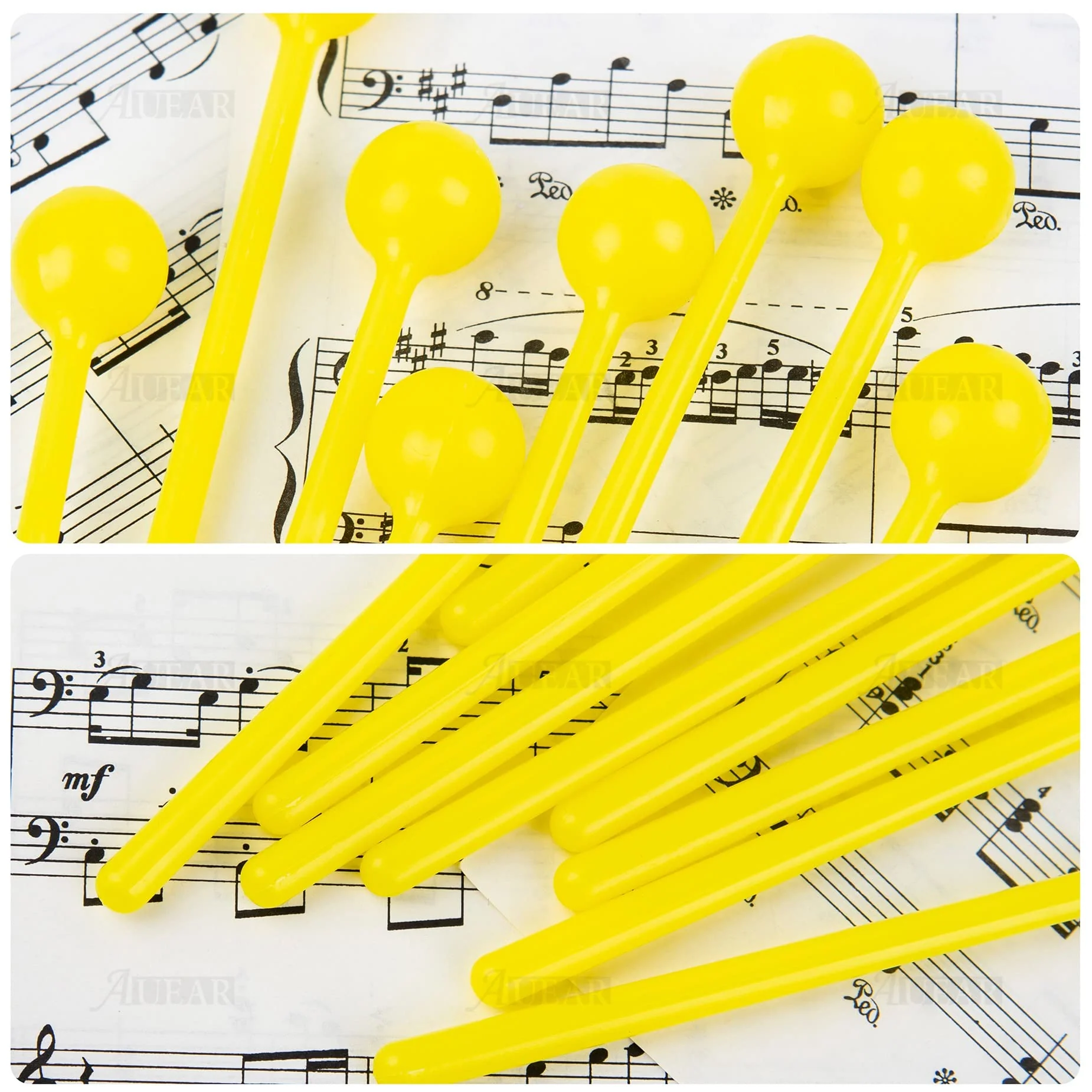AUEAR, 10 Pack Plastic Bell Mallets Solid Drum Percussion Sticks Hammer for Drum Chime Xylophone 7.48 Inch Long Yellow - Image 7