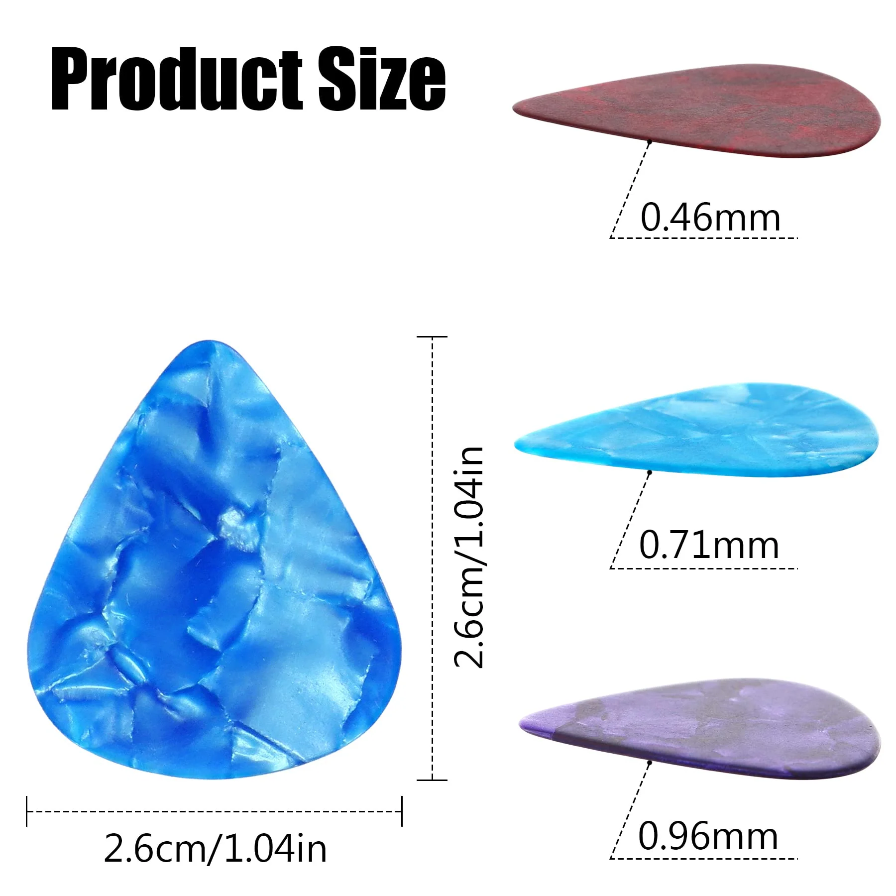 Augshy 120 Pcs Guitar Picks variety Pack 3 Thickness of Thin, Medium and Thick Color Celluloid for Acoustic Guitar, Bass Guitar, Eelectric Guitar (Random Color) 120 Mixedcolor - Image 2