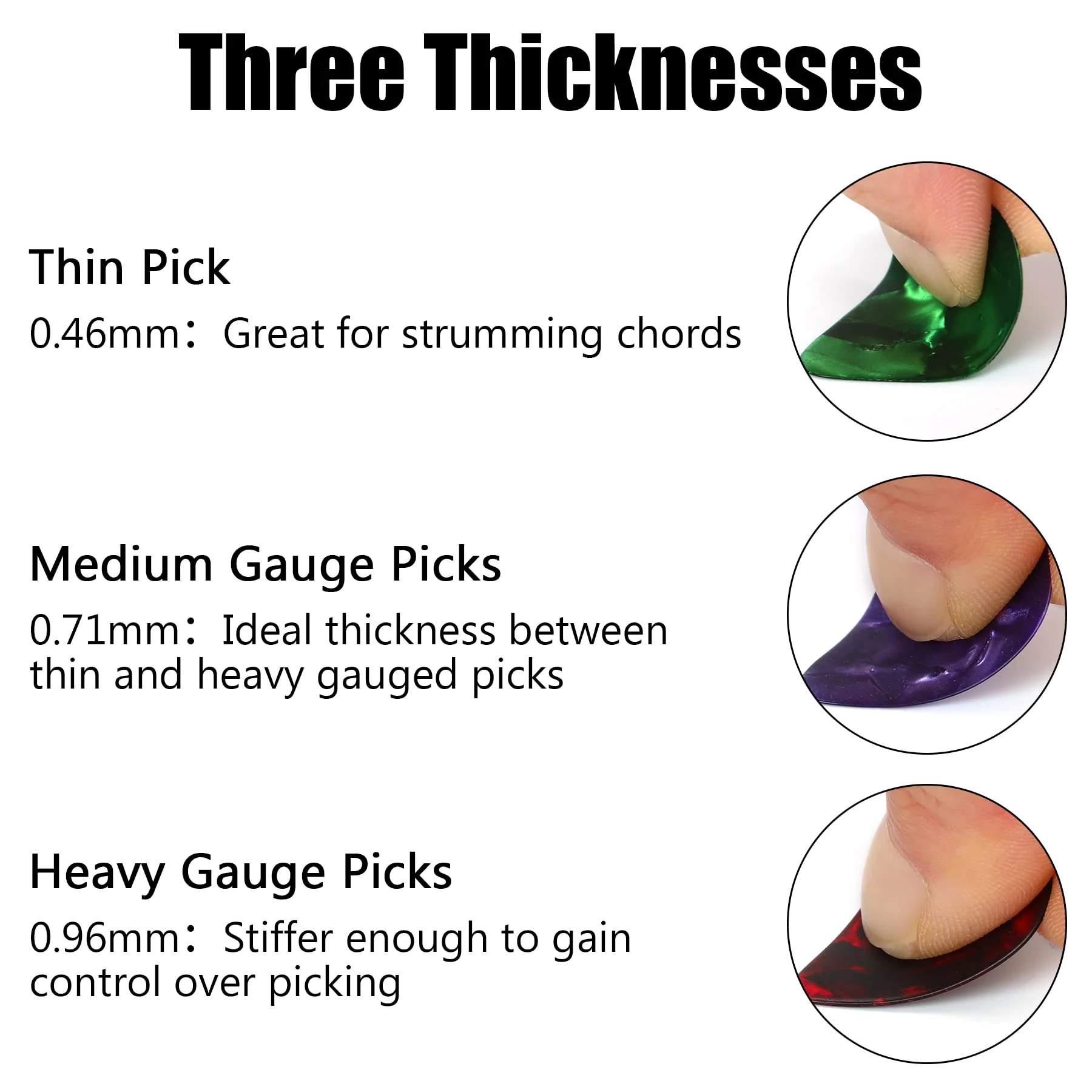 Augshy 120 Pcs Guitar Picks variety Pack 3 Thickness of Thin, Medium and Thick Color Celluloid for Acoustic Guitar, Bass Guitar, Eelectric Guitar (Random Color) 120 Mixedcolor - Image 4