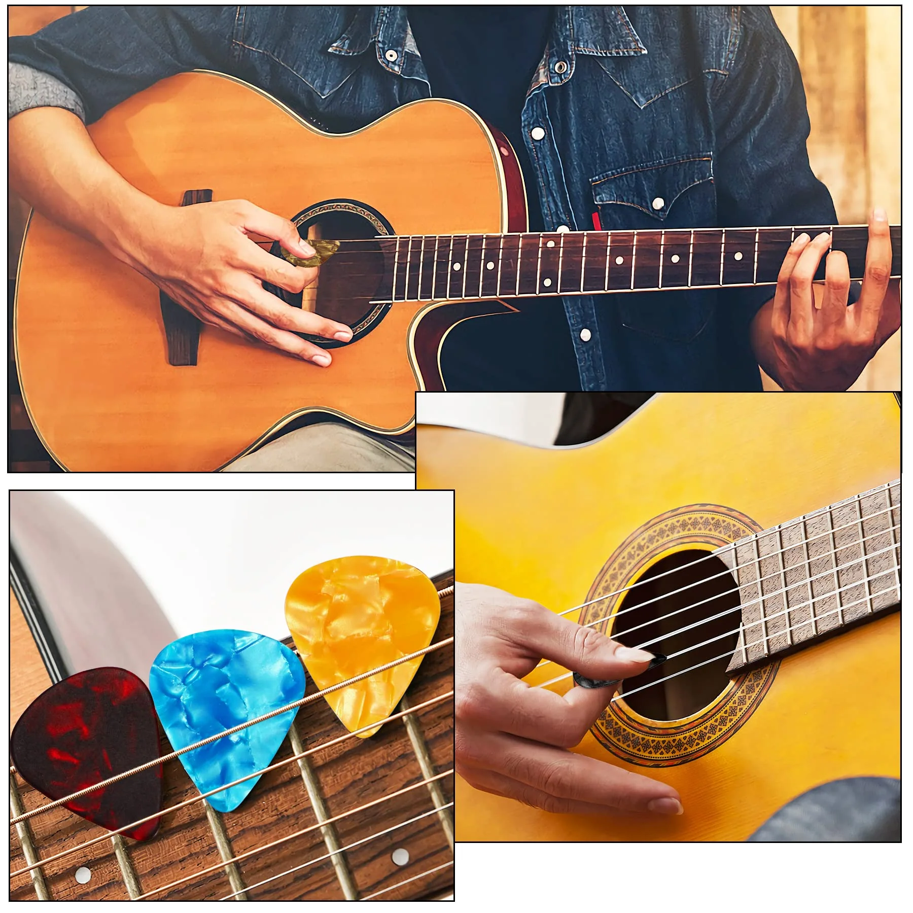 Augshy 120 Pcs Guitar Picks variety Pack 3 Thickness of Thin, Medium and Thick Color Celluloid for Acoustic Guitar, Bass Guitar, Eelectric Guitar (Random Color) 120 Mixedcolor - Image 6
