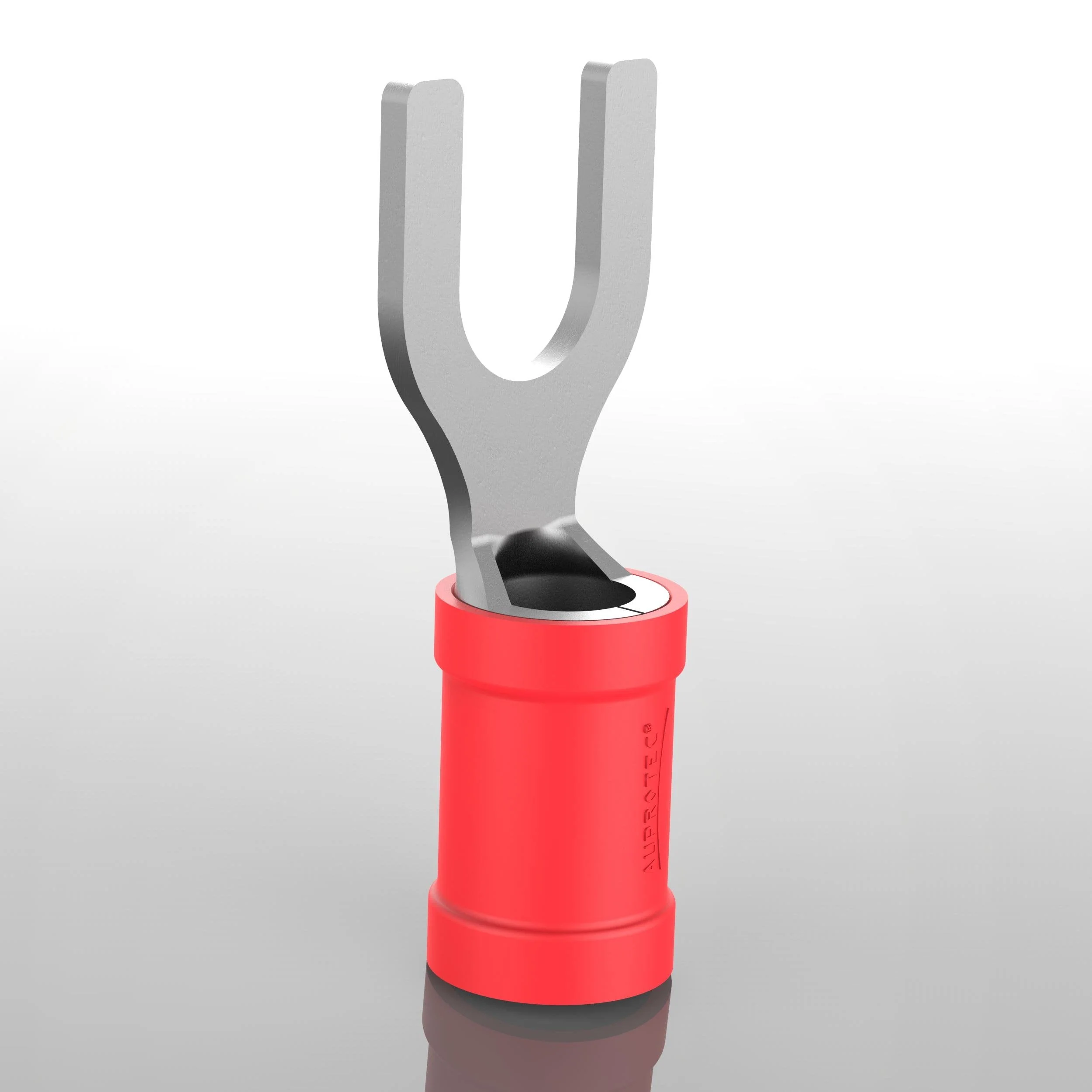 AUPROTEC 100x Fork Cable Lugs 0.5-1.5 mm² Red, Hole Diameter M4 Partially Insulated PVC SV Cable Connector Made of Tin-Plated Copper 100 Stück 0.5 - 1.5 mm² red, M4 - Image 4