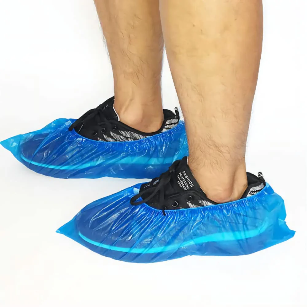 AURMOO Disposable Shoe Covers, Pack of 50, Double Layer Shoe Covers, Disposable Shoe Covers, Waterproof, Tear-Resistant, Puncture-proof for Indoor Outdoor Use, blue 4.0g/p(100) - Image 6