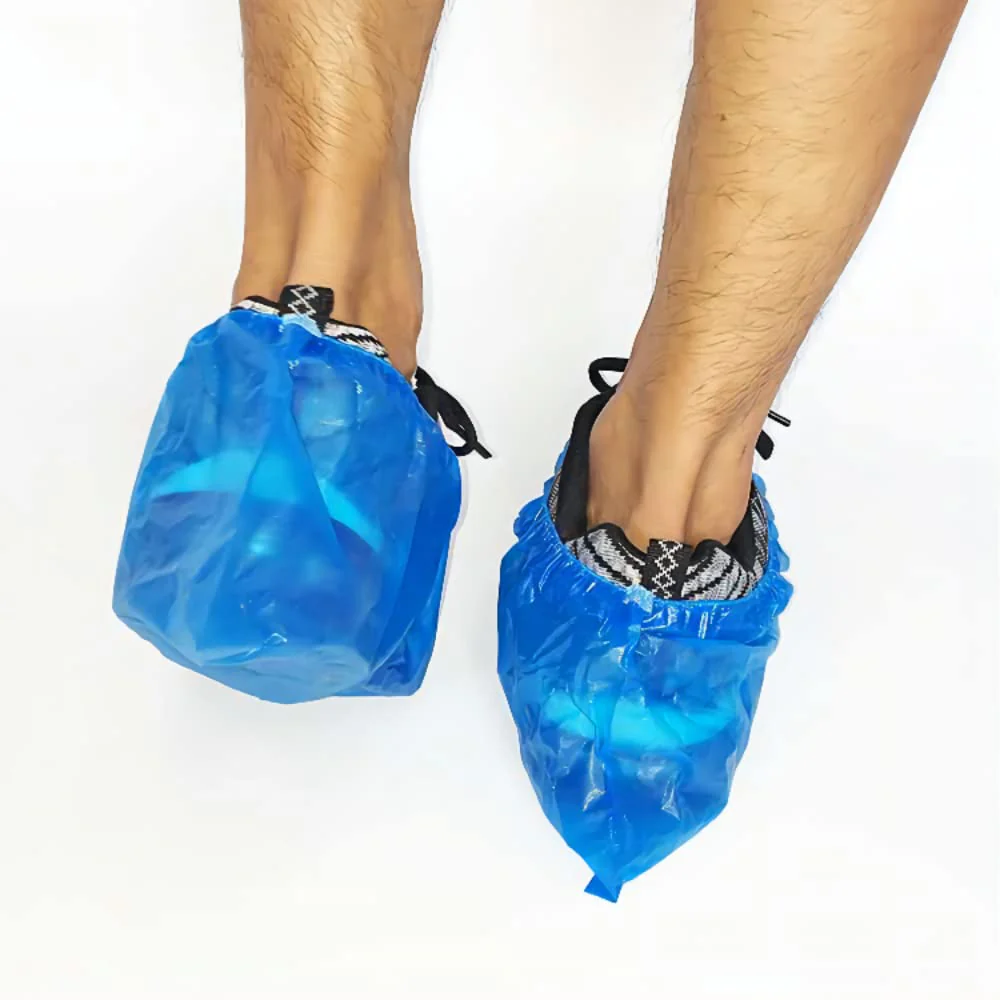AURMOO Disposable Shoe Covers, Pack of 50, Double Layer Shoe Covers, Disposable Shoe Covers, Waterproof, Tear-Resistant, Puncture-proof for Indoor Outdoor Use, blue 4.0g/p(100) - Image 7