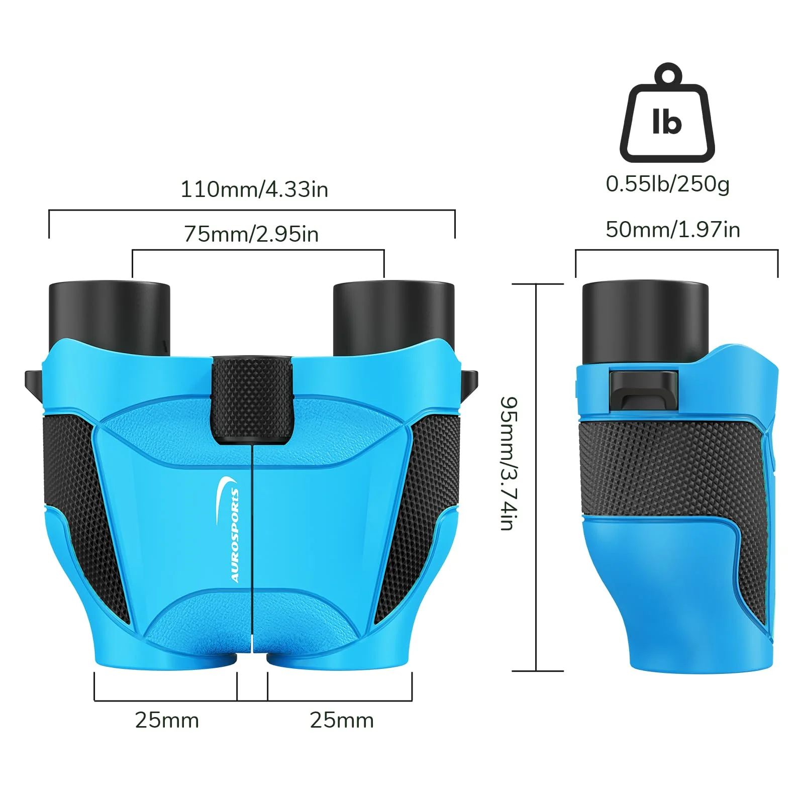 Aurosports 15x25 Compact Binoculars for Kids - Small Binoculars Lightweight with Carrying Case Birding Guide for Bird Watching Hiking Camping Travel Gift for 8-12 Years Boys Girls (Blue) Blue - Image 9