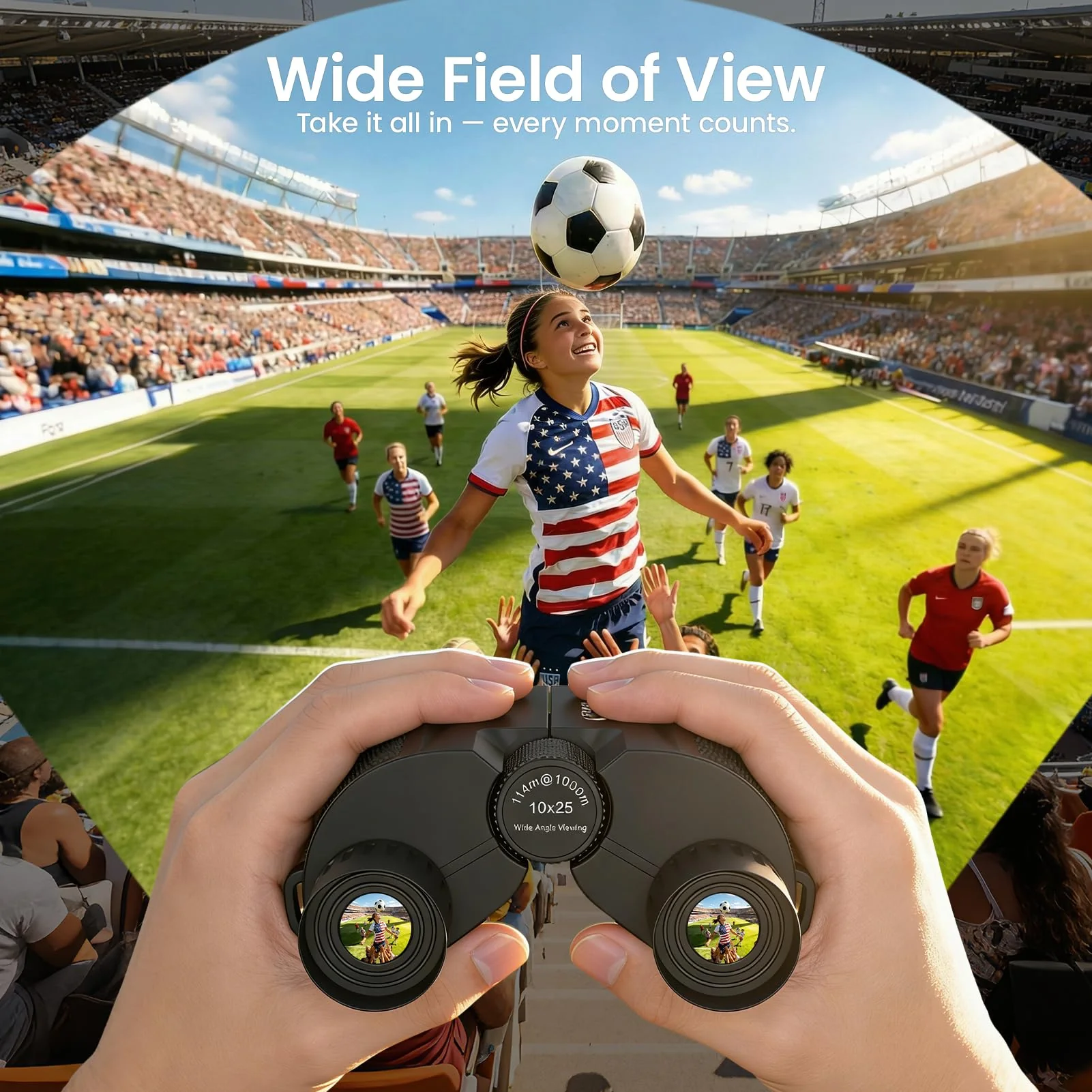 Aurosports Compact Binoculars for Adults and Kids - 10x25 Small Lightweight Binoculars for Bird Watching, Easy Focus for Theater, Cruise & Travel - Ideal Gift with Carrying Case & Strap 10x25-Black - Image 3