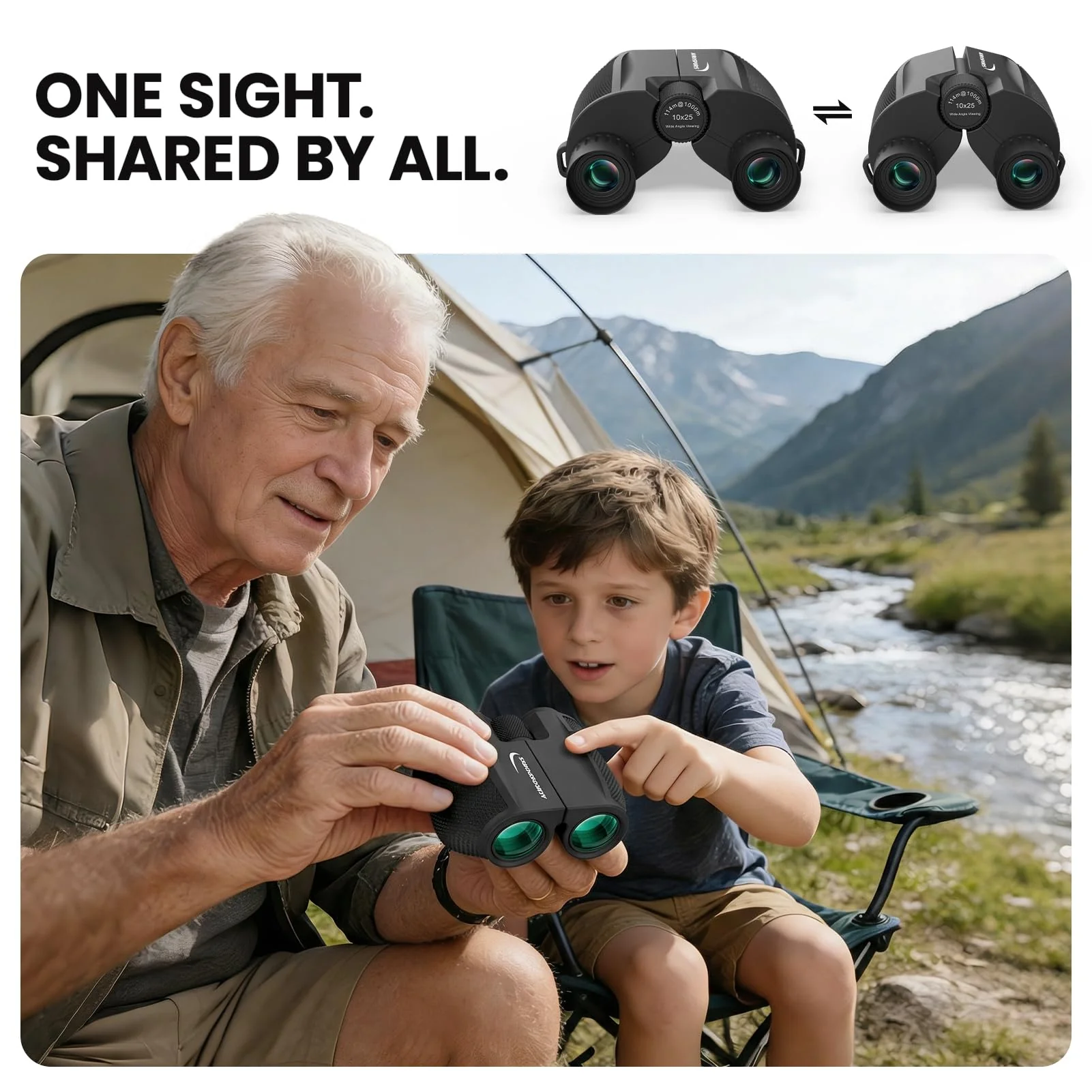Aurosports Compact Binoculars for Adults and Kids - 10x25 Small Lightweight Binoculars for Bird Watching, Easy Focus for Theater, Cruise & Travel - Ideal Gift with Carrying Case & Strap 10x25-Black - Image 5