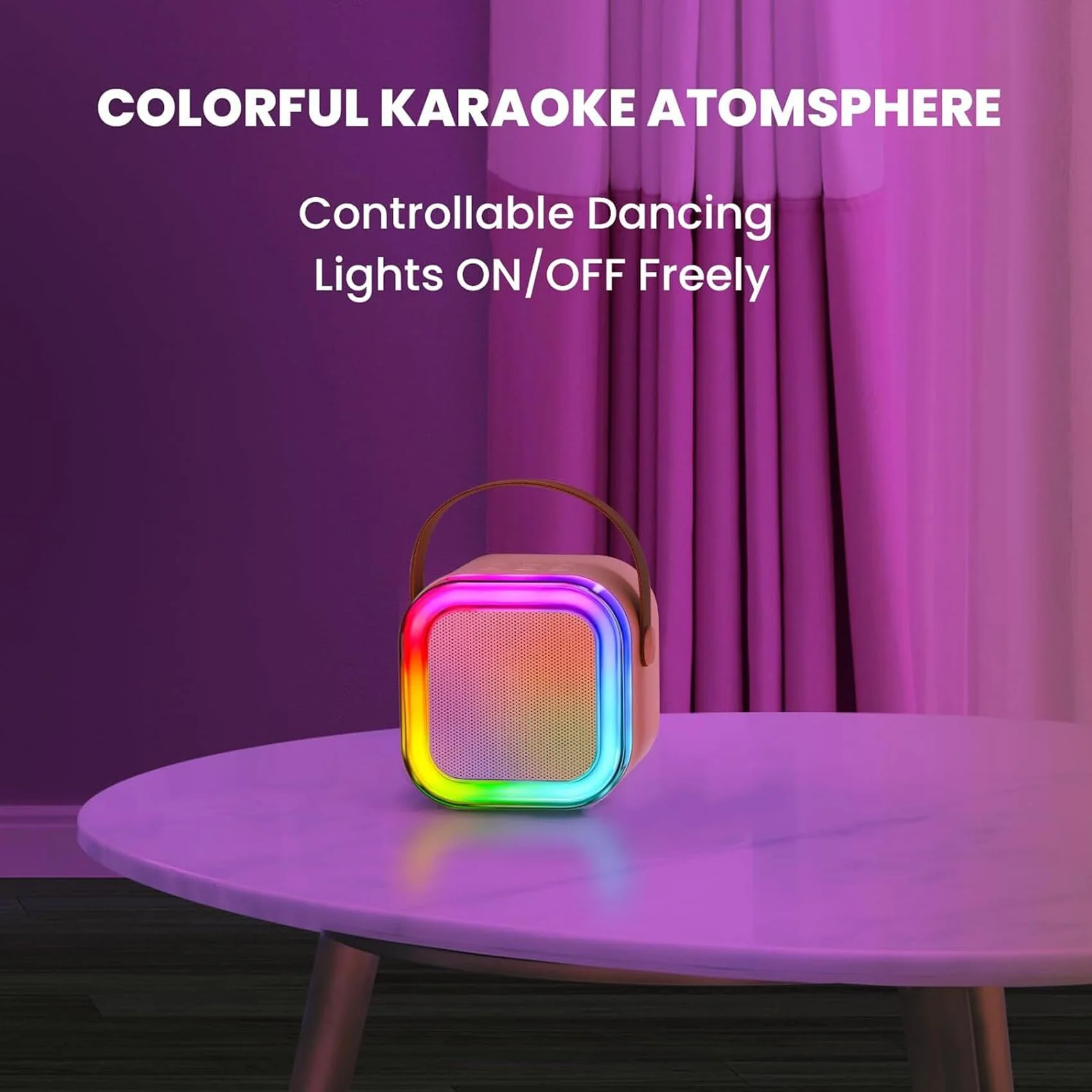 AUTENS Mini Karaoke Machine for Kids&Adults, Portable Bluetooth Karaoke Microphone Singing Speaker with 2 Mic and RGB Multi-Colors, Birthday Gifts Toys for All Smartphones, Family,Home Party - Image 7