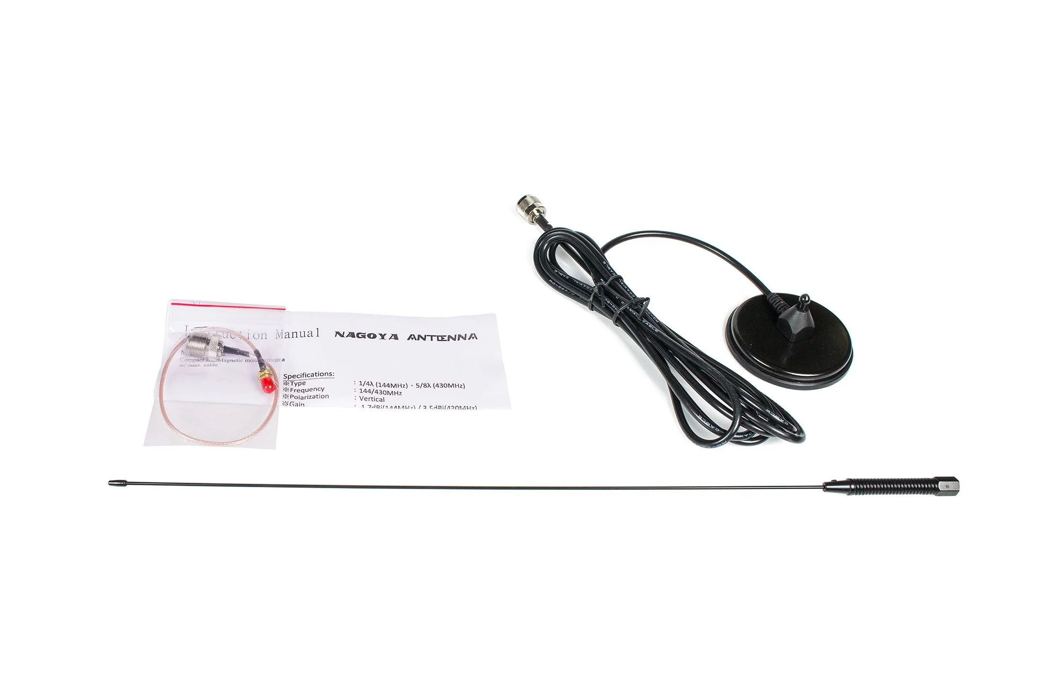 Authentic Genuine Nagoya UT-72 Super Loading Coil 20-Inch Magnetic Mount (Heavy Duty) VHF/UHF (144/430Mhz) Antenna PL-259, Includes Additional SMA Adaptor for BTECH and BaoFeng Handheld Radios UT-72 PL-259/SMA VHF/UHF - Image 2
