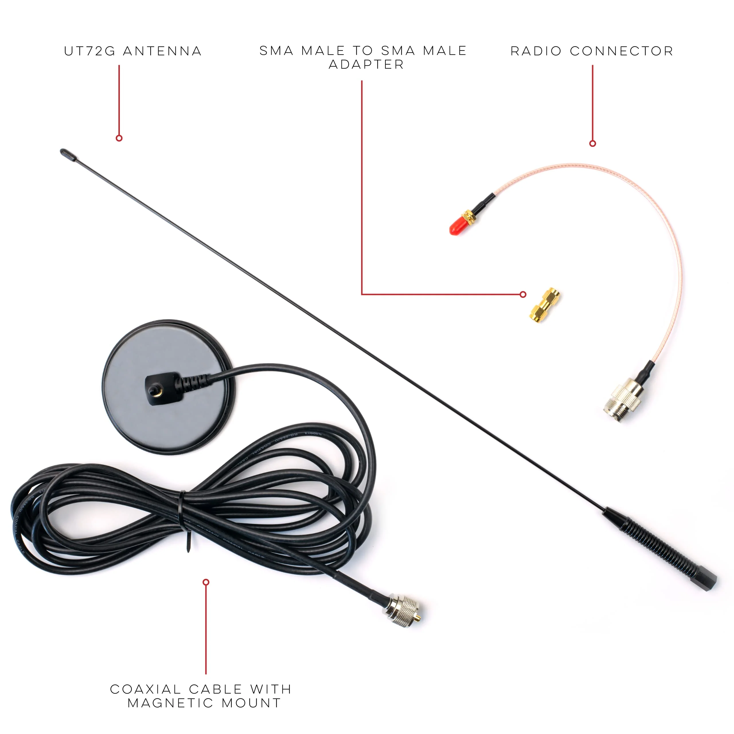 Authentic Genuine Nagoya UT-72G Super Loading Coil 19-Inch Magnetic Mount (Heavy Duty) GMRS (462MHz) Antenna PL-259, Includes Additional SMA Male & Female Adaptors for GMRS Handheld Radios - Image 4