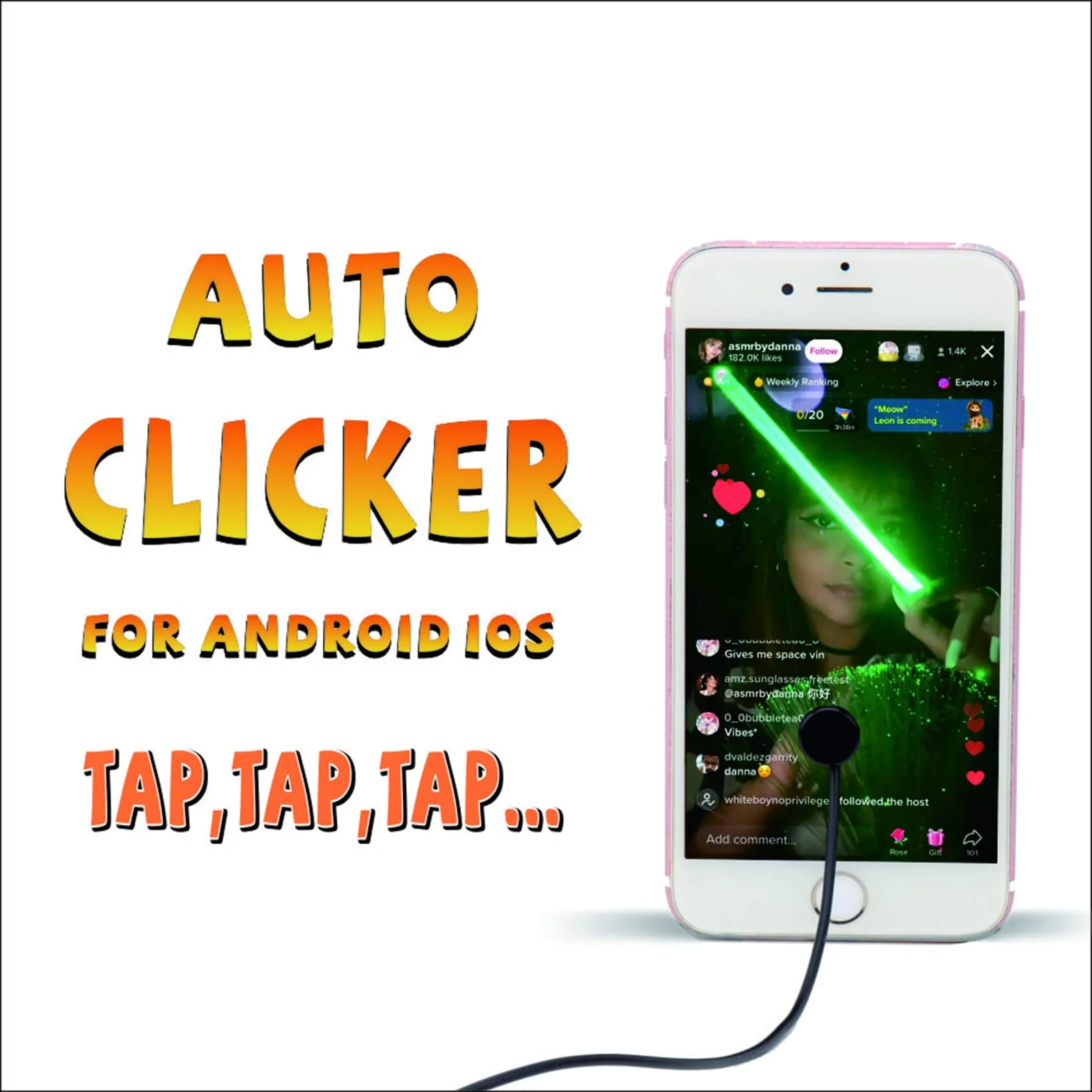 Auto Clicker for iPhone iPad：Screen Device Automatic Tapper for Android IOS，Simulated Finger Continuous Clicking, Adjustable Speed Physical Clicker，Suitable for Games, Live Broadcasts Likes, Reward Tasks（1 Second Fastest 33 Times） (A1) A1 - Image 5