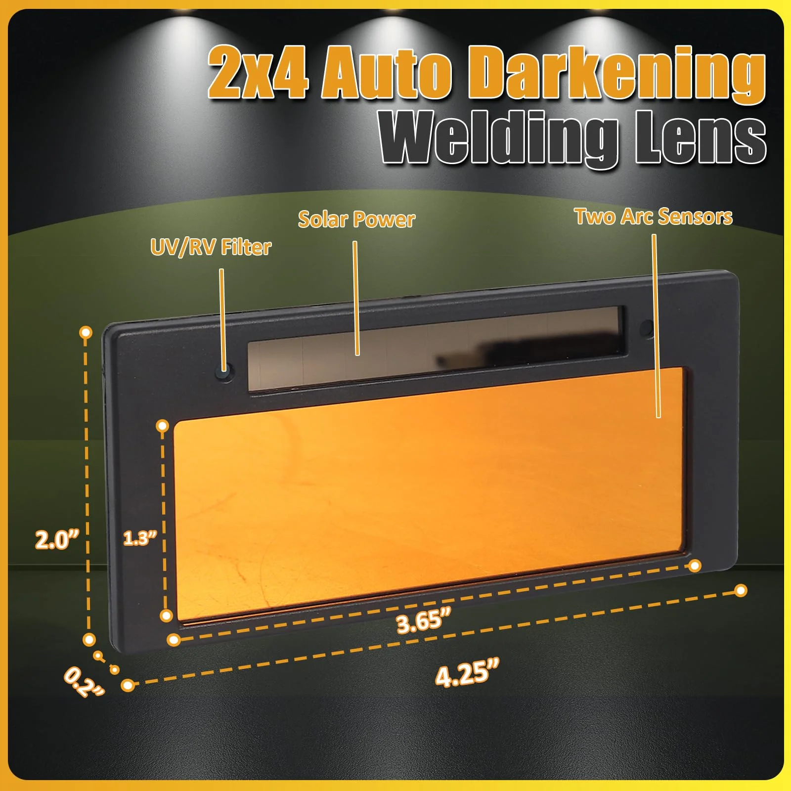 Auto Darkening Welding Lens, Shade 10 True Color Welding Lens Gold 2x4 1/4 Welding Lense for Sugar Scoop Welding Hood or Pancake Welding Hood - Image 2