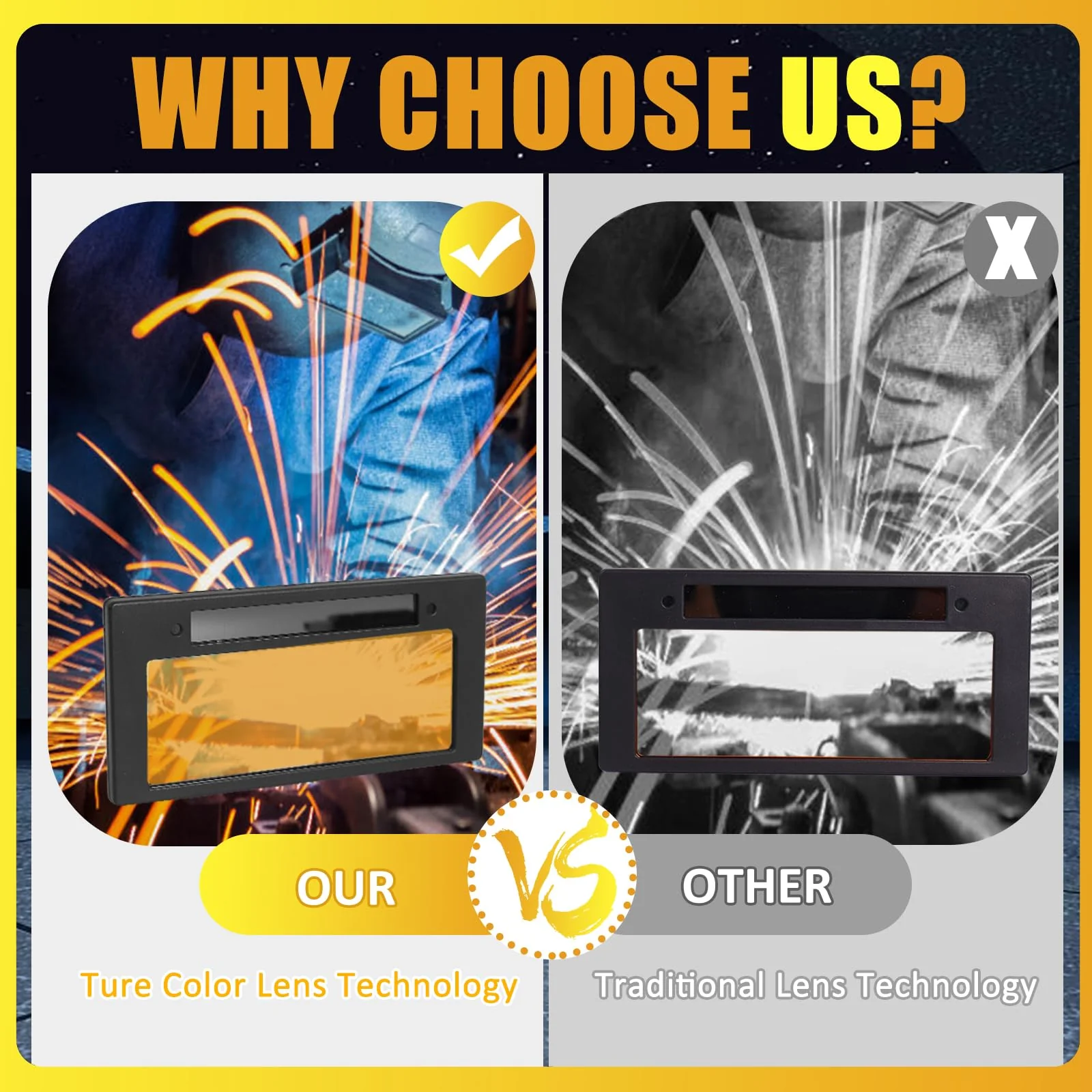 Auto Darkening Welding Lens, Shade 10 True Color Welding Lens Gold 2x4 1/4 Welding Lense for Sugar Scoop Welding Hood or Pancake Welding Hood - Image 4