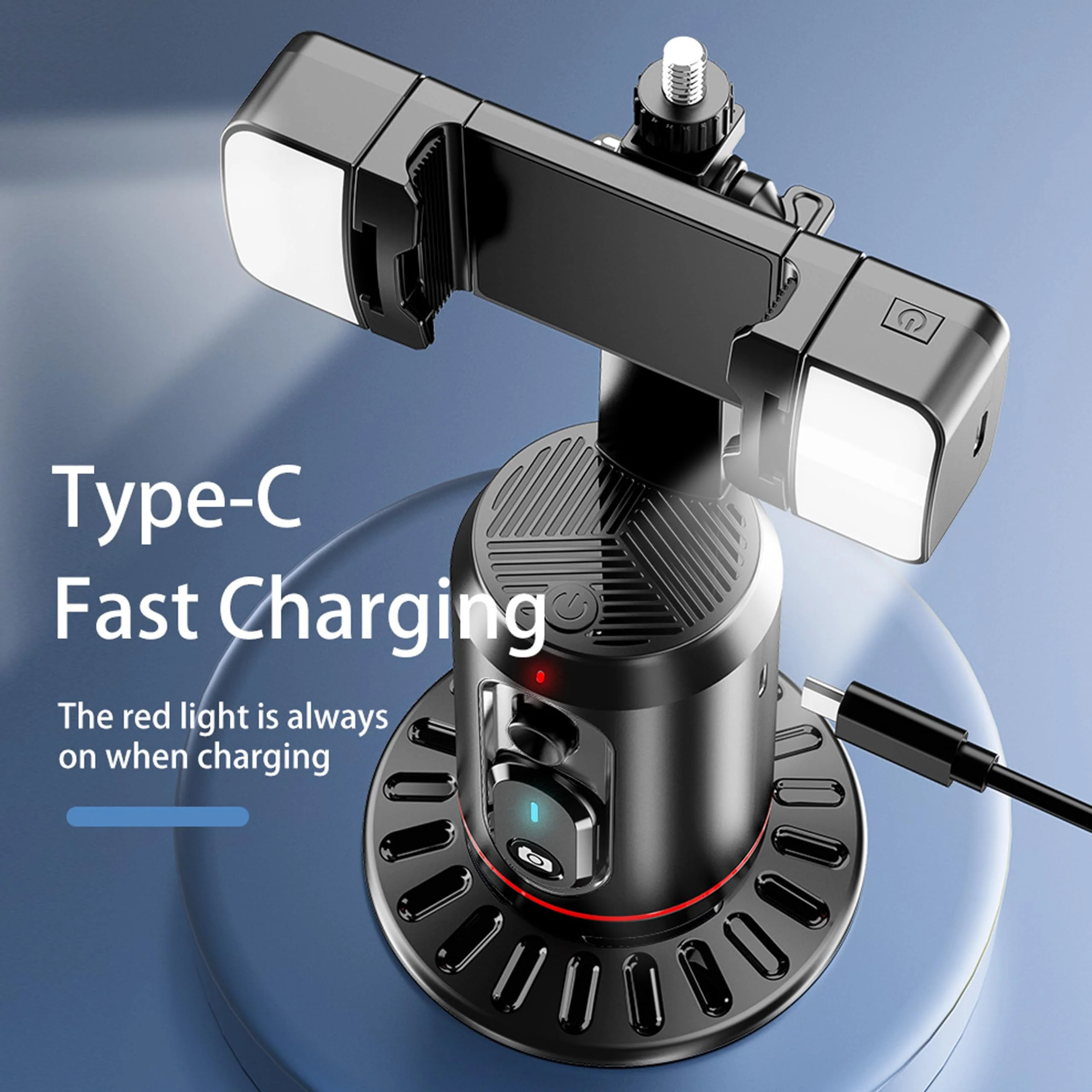 Auto Face Tracking Phone Holder, 360° Rotation Face Body Phone Tripod Smart Shooting Camera Mount with Rechargeable Remote and Light for Live Vlog Streaming Video, Rechargeable BLACK - Image 9