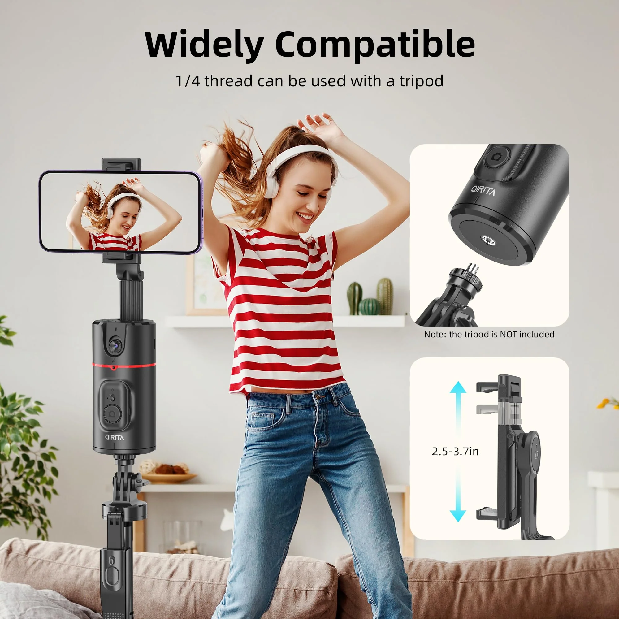 Auto Face Tracking Phone Holder, Magnetic Face Tracking Tripod 360 Rotation with Stand & Remote, Face Body Phone Tracking Tripod, No App, Smart Shooting Camera Mount for Live Video Recording Tiktok - Image 7