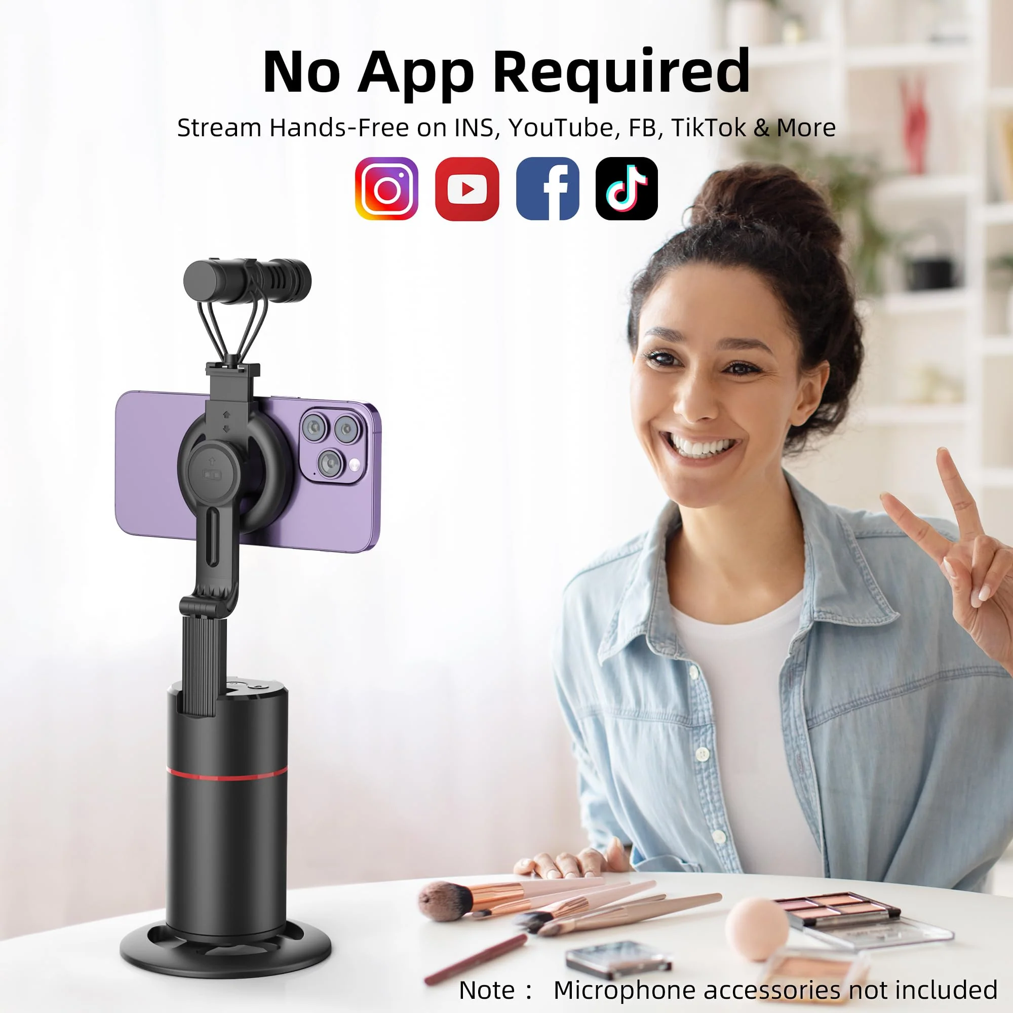 Auto Face Tracking Phone Holder, Magnetic Face Tracking Tripod 360 Rotation with Stand & Remote, Face Body Phone Tracking Tripod, No App, Smart Shooting Camera Mount for Live Video Recording Tiktok - Image 8