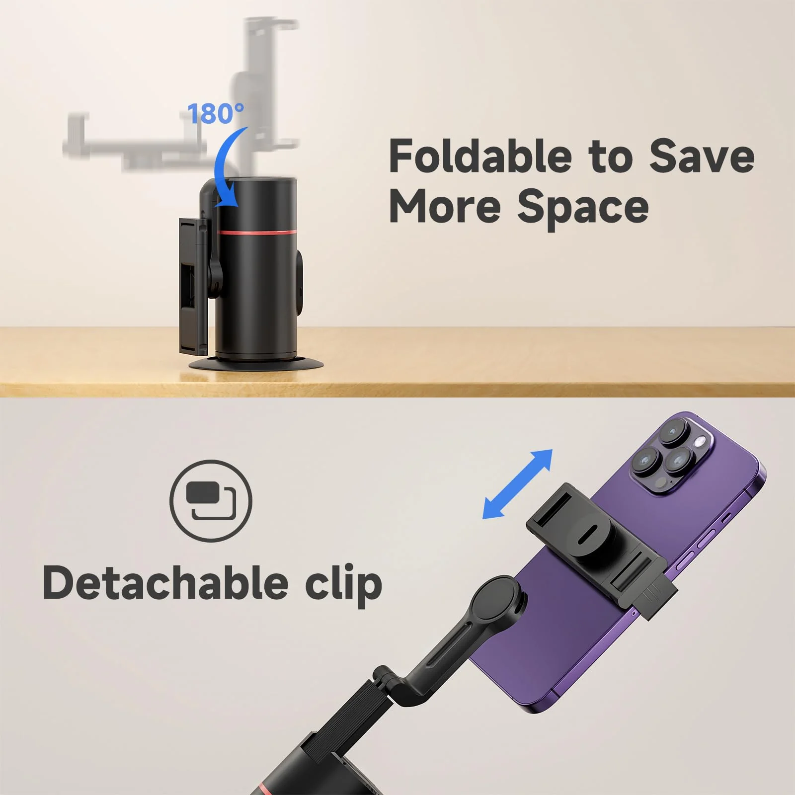 Auto Face Tracking Tripod - 360° Rotation Auto Tracking Phone Holder, No App, Phone Camera Mount with Remote and Gesture Control, Rechargeable Smart Shooting Holder for Video Recording (2 Lights) 1 - Image 9