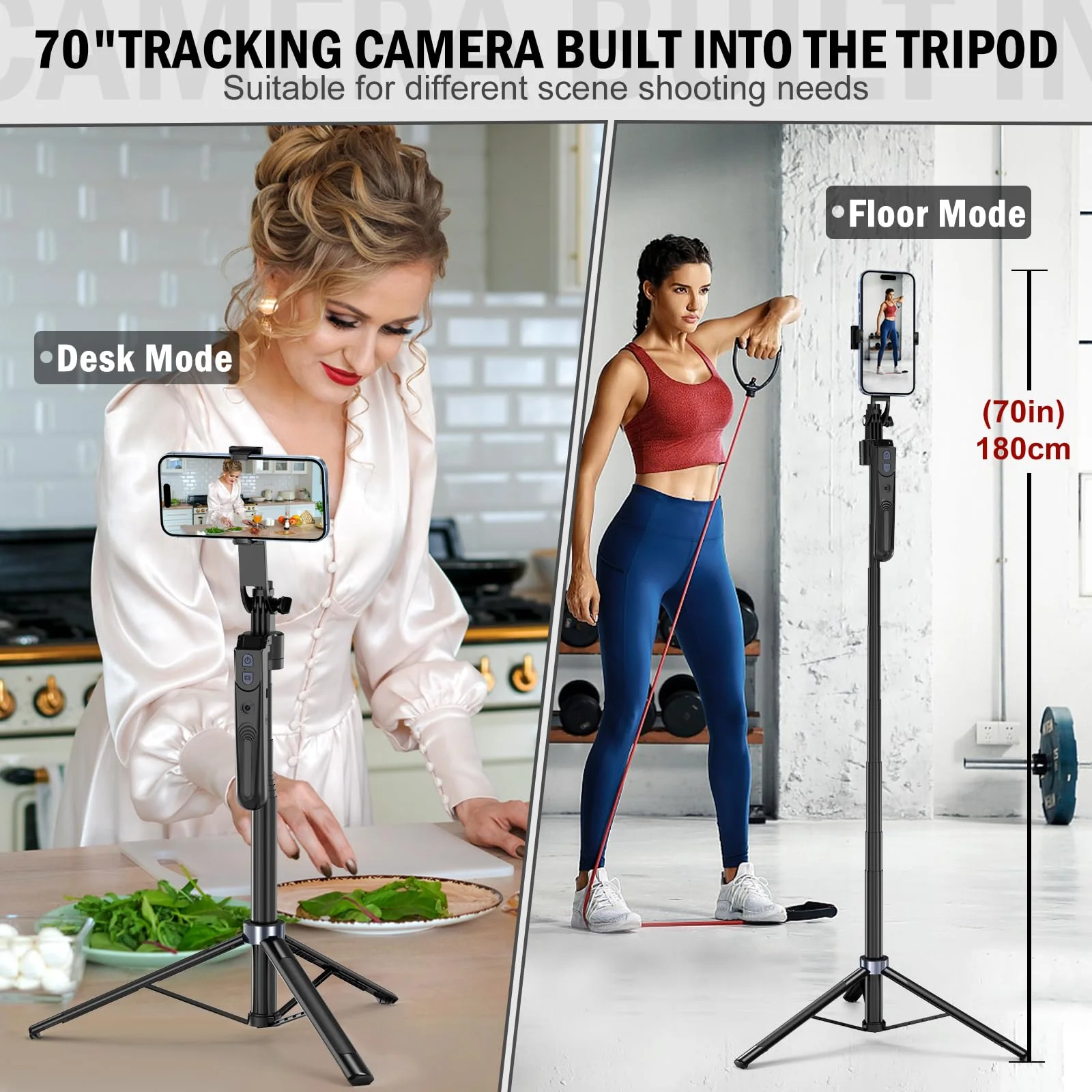 Auto Face Tracking Tripod 360 Rotation with Stand, No App,Phone Camera Holder with Remote and Gesture Control, Built-in Tracking Camera Selfie Stick for Live Vlog Streaming Video Tiktok - Image 3
