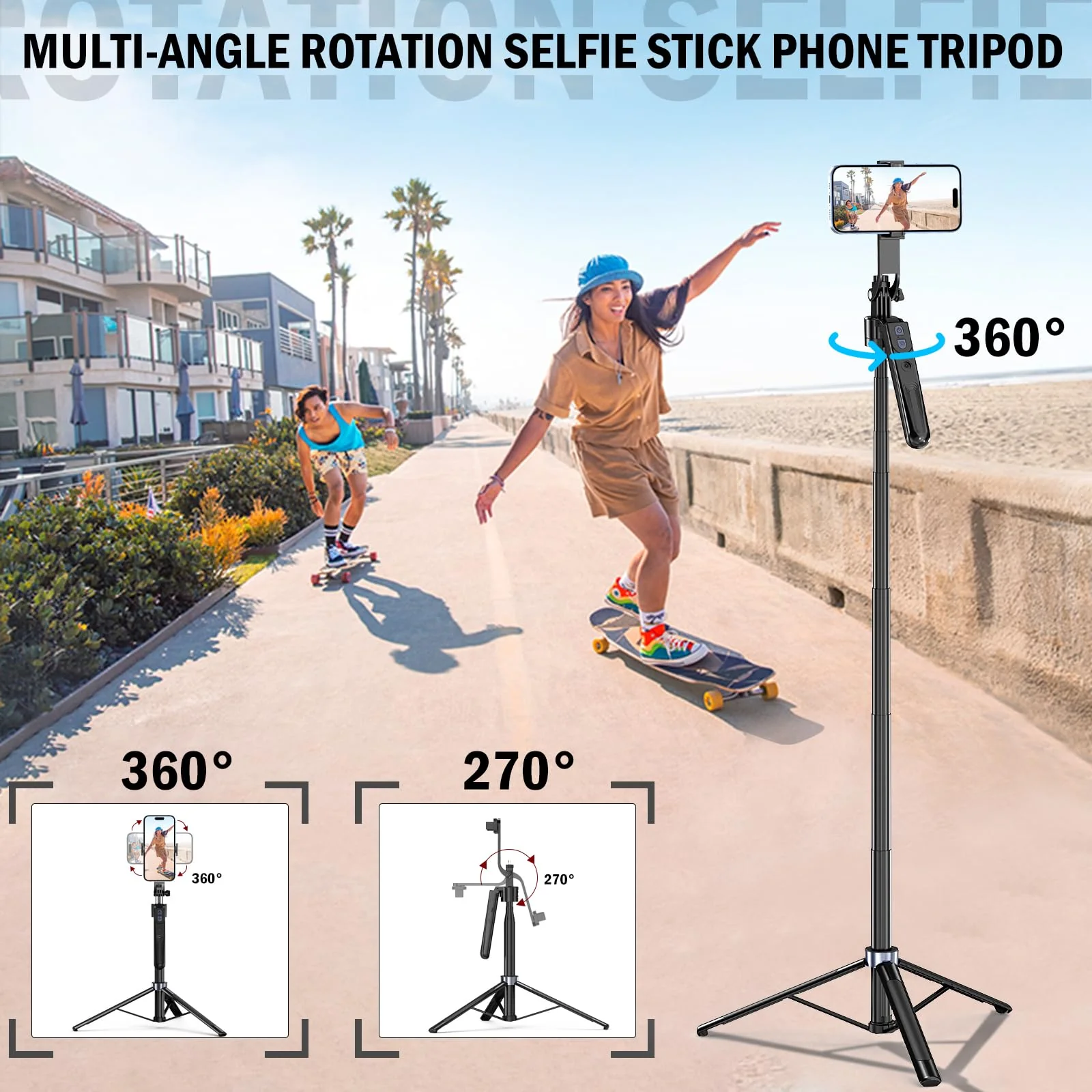 Auto Face Tracking Tripod 360 Rotation with Stand, No App,Phone Camera Holder with Remote and Gesture Control, Built-in Tracking Camera Selfie Stick for Live Vlog Streaming Video Tiktok - Image 6
