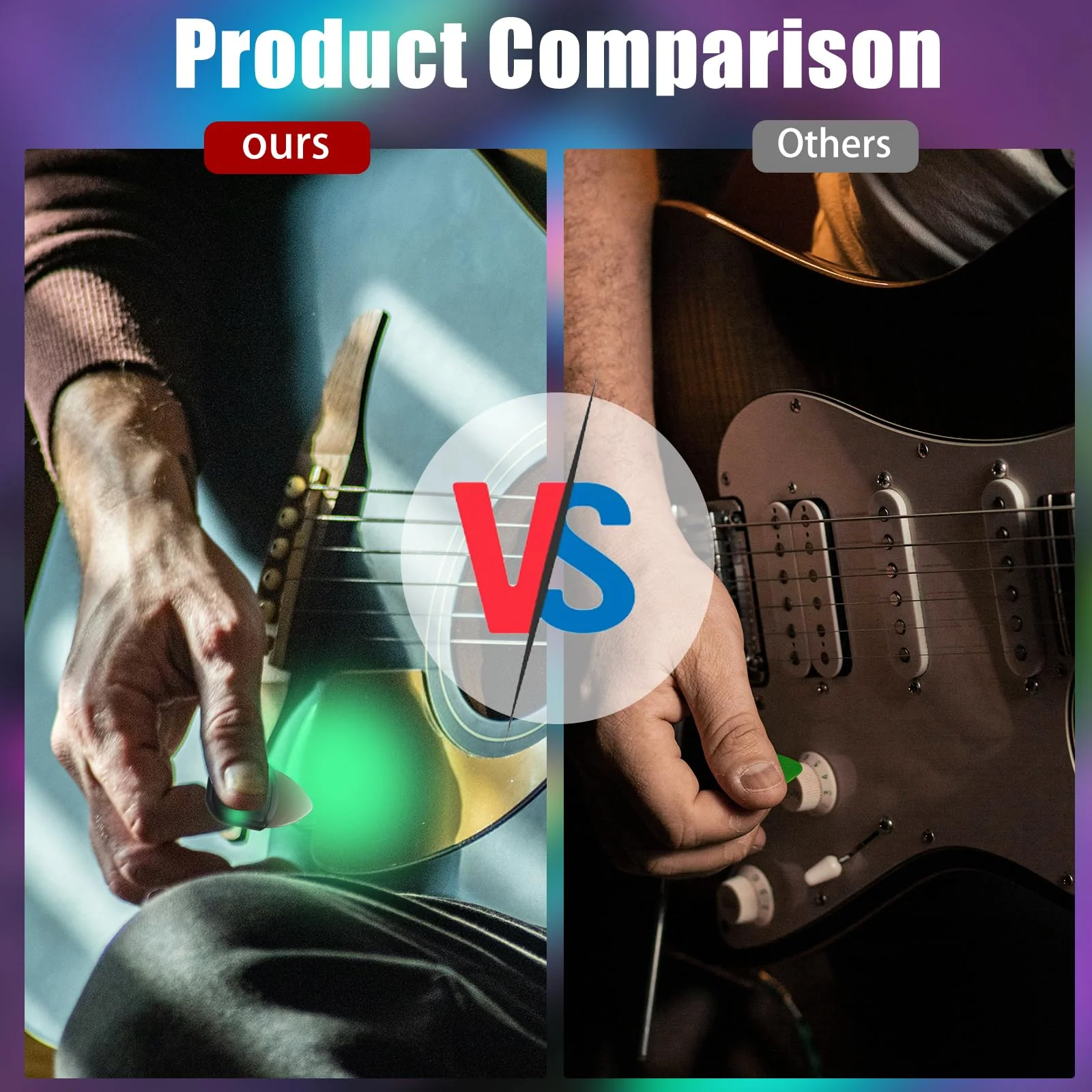 Auto Glowing Illuminated Guitar Picks for Acoustic, Electric and Bass, Guitar Gifts for Guitar Players Guitarists, Replaceable Battery, Medium, with Case (Two Purple) Two Purple - Image 6