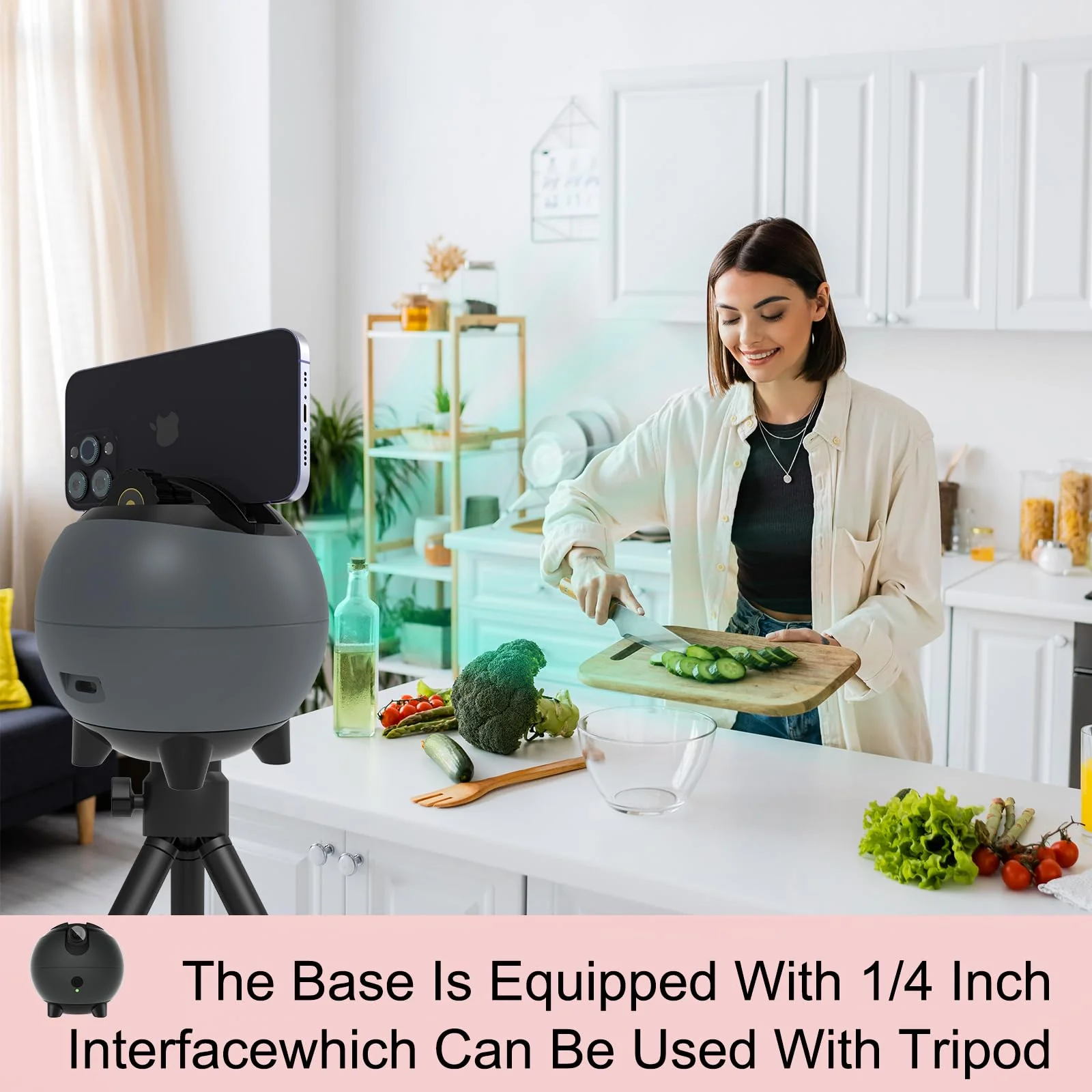 Auto Tracking Phone Holder, Auto Face Tracking Tripod, 360° Rotation Face Body Phone Tracking Tripod, AI-Powered Face Tracking,No APP Live Vlog Tiktok Video-Grey - Image 5