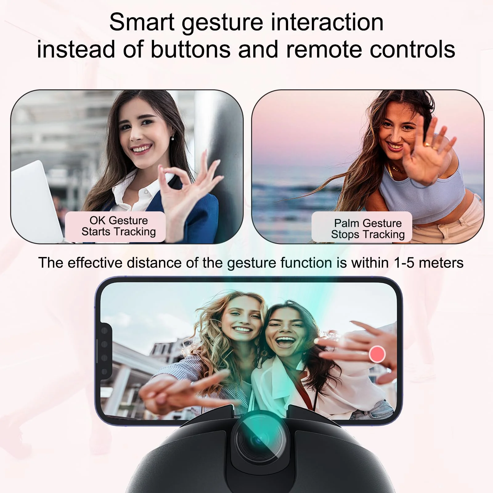 Auto Tracking Phone Holder, Auto Face Tracking Tripod, 360° Rotation Face Body Phone Tracking Tripod, AI-Powered Face Tracking,No APP Live Vlog Tiktok Video-Grey - Image 6