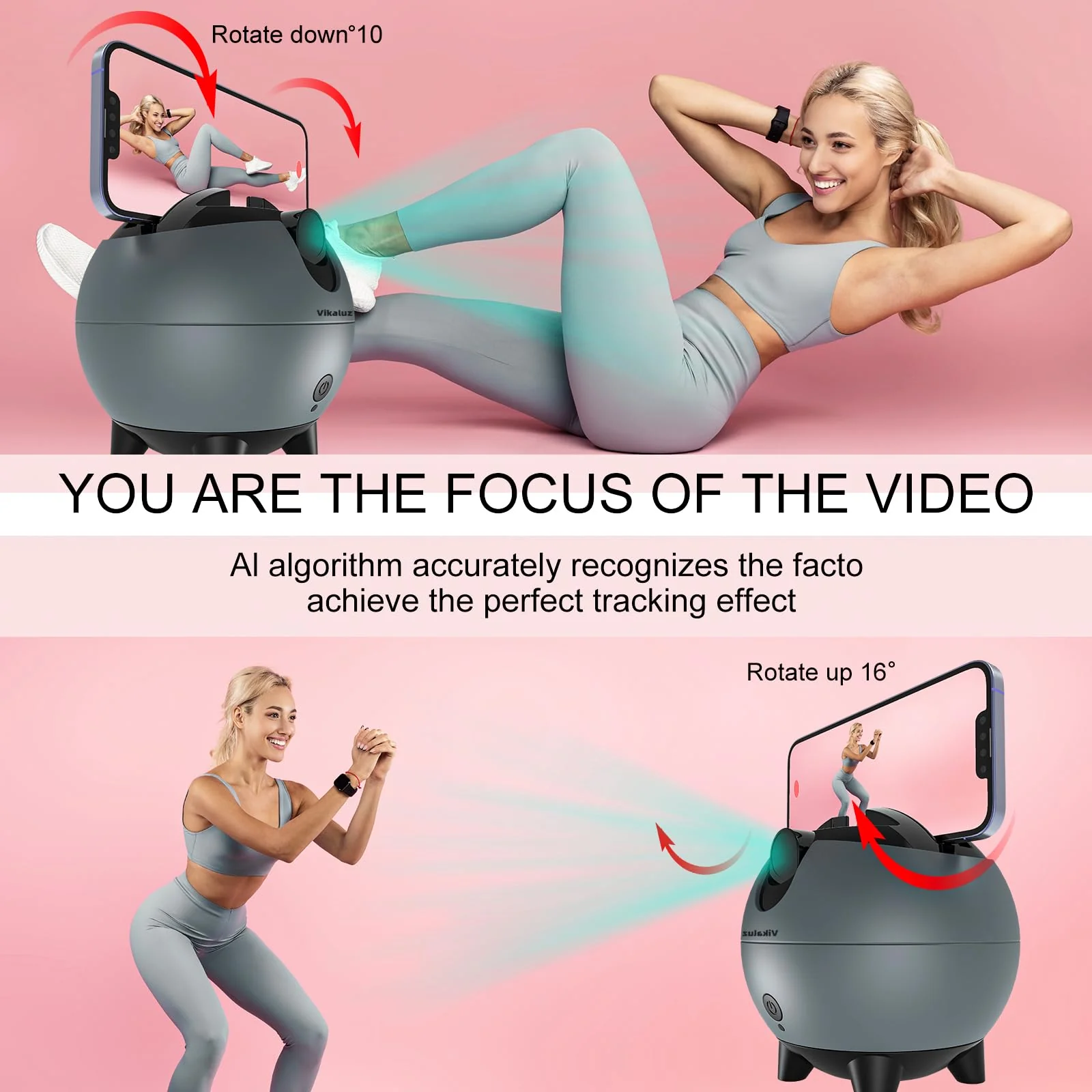 Auto Tracking Phone Holder, Auto Face Tracking Tripod, 360° Rotation Face Body Phone Tracking Tripod, AI-Powered Face Tracking,No APP Live Vlog Tiktok Video-Grey - Image 8