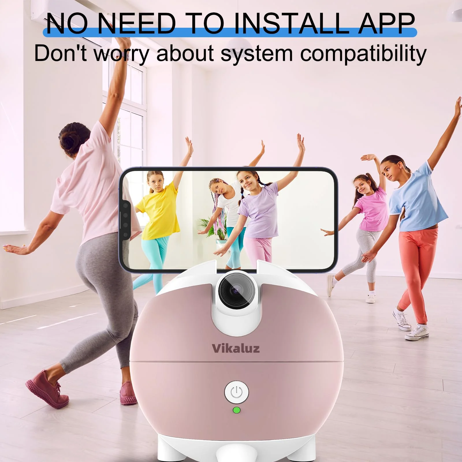 Auto Tracking Phone Holder, Auto Face Tracking Tripod, 360° Rotation Face Body Phone Tracking Tripod, AI-Powered Face Tracking,No APP Live Vlog Tiktok Video-Pink - Image 3