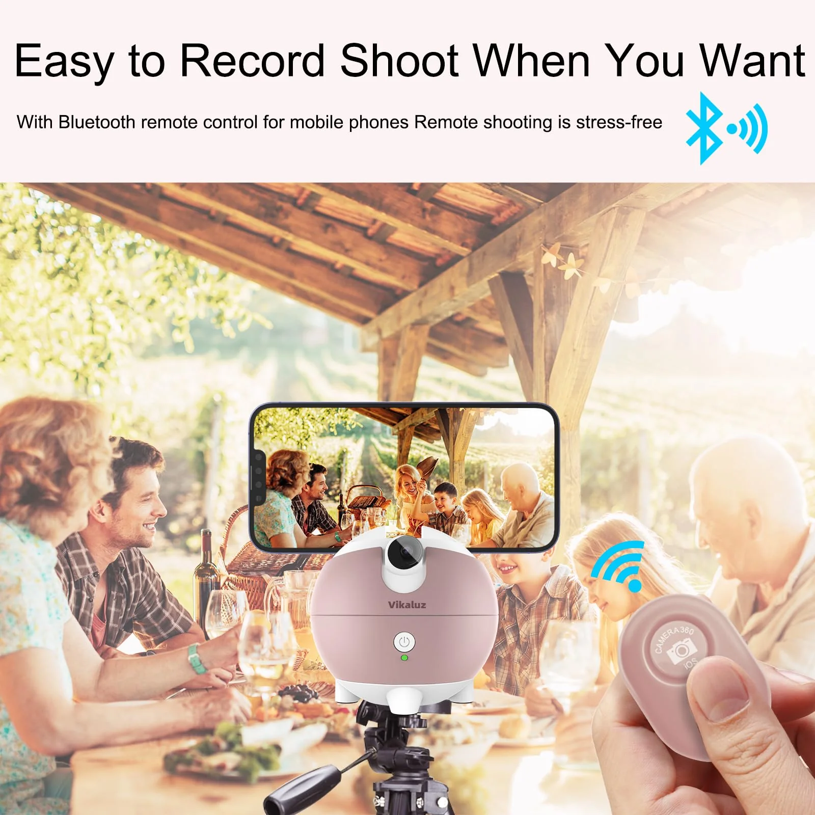 Auto Tracking Phone Holder, Auto Face Tracking Tripod, 360° Rotation Face Body Phone Tracking Tripod, AI-Powered Face Tracking,No APP Live Vlog Tiktok Video-Pink - Image 7