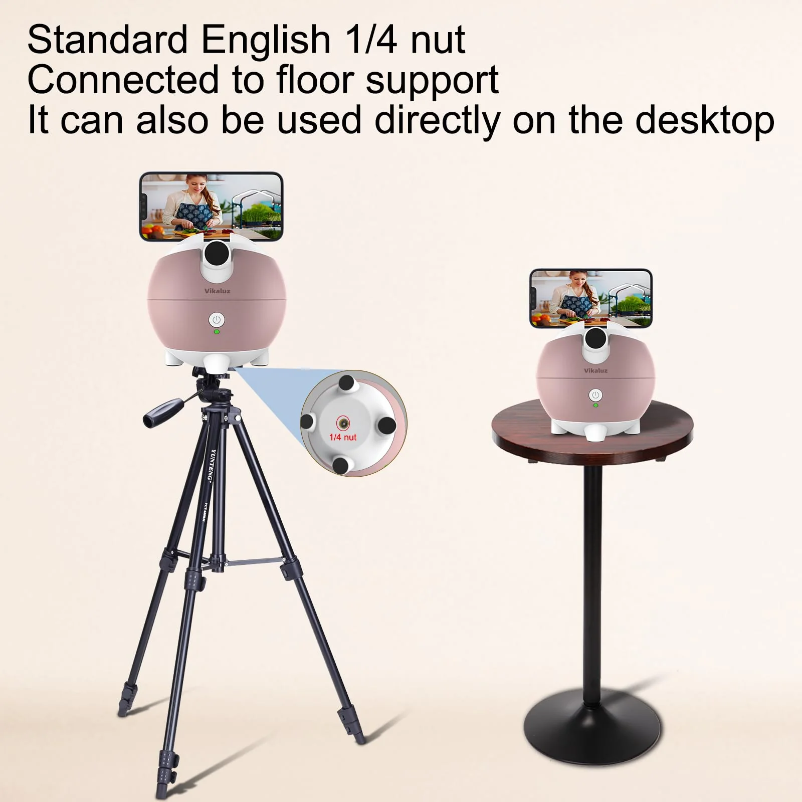 Auto Tracking Phone Holder, Auto Face Tracking Tripod, 360° Rotation Face Body Phone Tracking Tripod, AI-Powered Face Tracking,No APP Live Vlog Tiktok Video-Pink - Image 9
