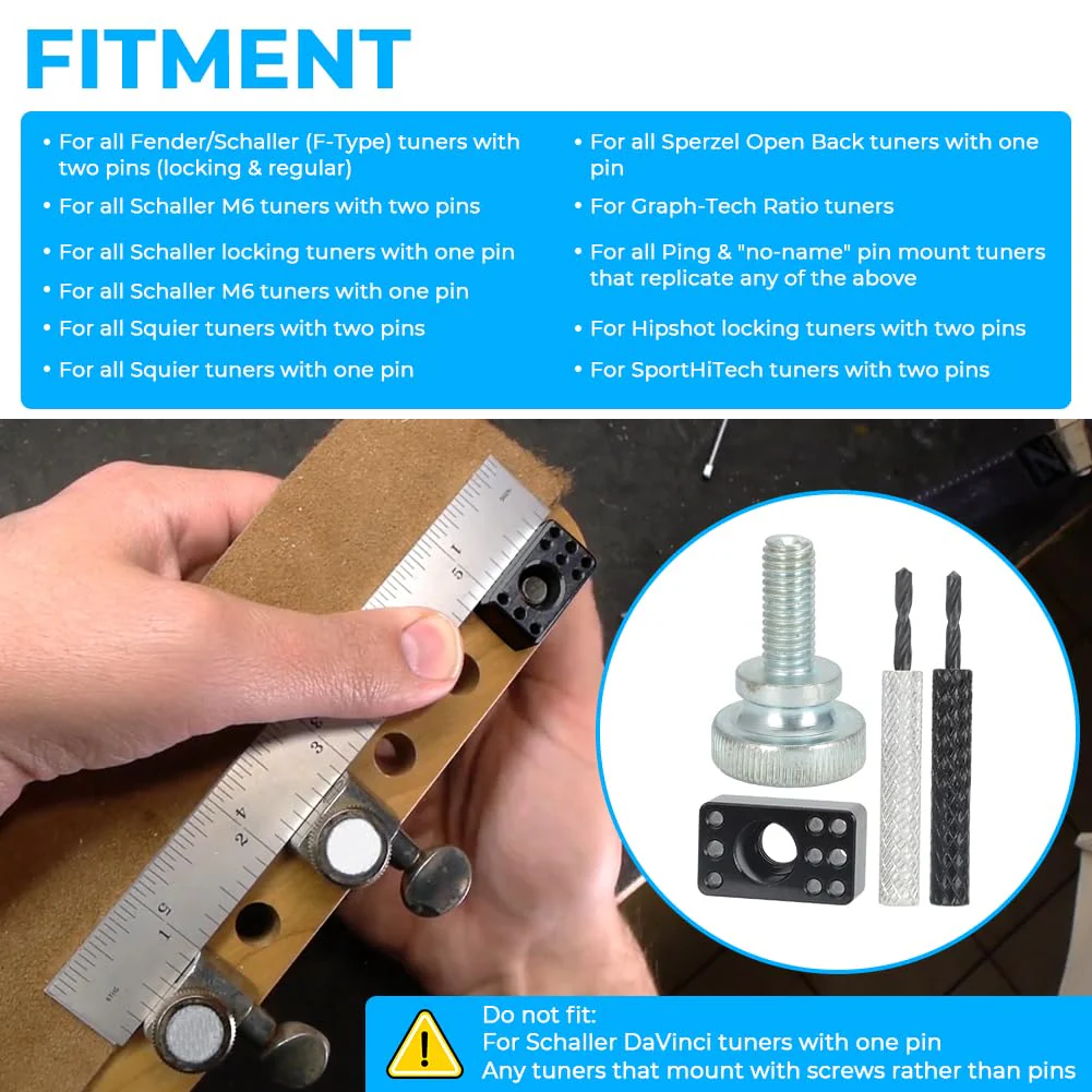 AUTOVIC Guitar Tuner Drill Jig for Pin-Mount 6-In-Line Machine Heads - Compatible with Fender Stratocaster/Telecaster & Squier Electric Guitars - Image 2