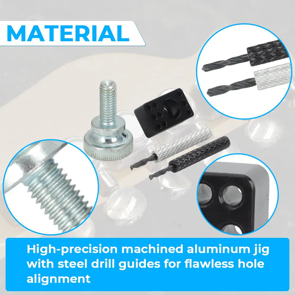 AUTOVIC Guitar Tuner Drill Jig for Pin-Mount 6-In-Line Machine Heads - Compatible with Fender Stratocaster/Telecaster & Squier Electric Guitars - Image 6