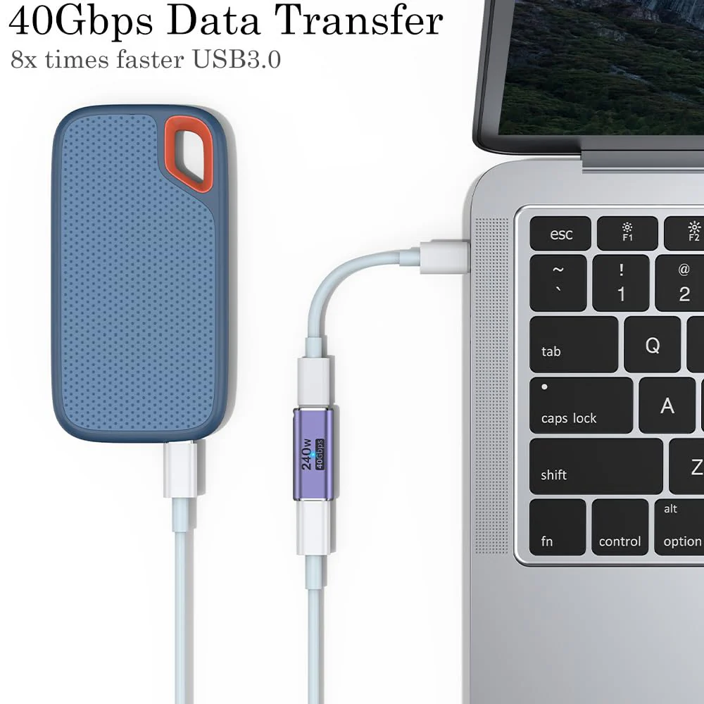 AuviPal 240W USB C Coupler (2 Pack), USB Type C Female to Female Adapter Extender Compatible with Thunderbolt 4/3 Support up to 240W Charging, 40Gbps Data Transfer and 8K@60Hz Video - Image 4