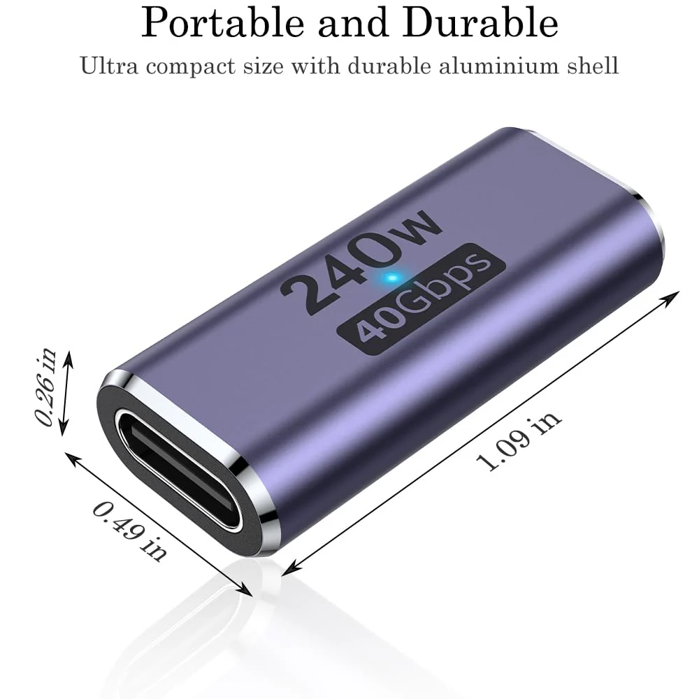 AuviPal 240W USB C Coupler (2 Pack), USB Type C Female to Female Adapter Extender Compatible with Thunderbolt 4/3 Support up to 240W Charging, 40Gbps Data Transfer and 8K@60Hz Video - Image 6