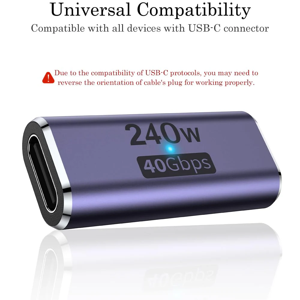 AuviPal 240W USB C Coupler (2 Pack), USB Type C Female to Female Adapter Extender Compatible with Thunderbolt 4/3 Support up to 240W Charging, 40Gbps Data Transfer and 8K@60Hz Video - Image 7