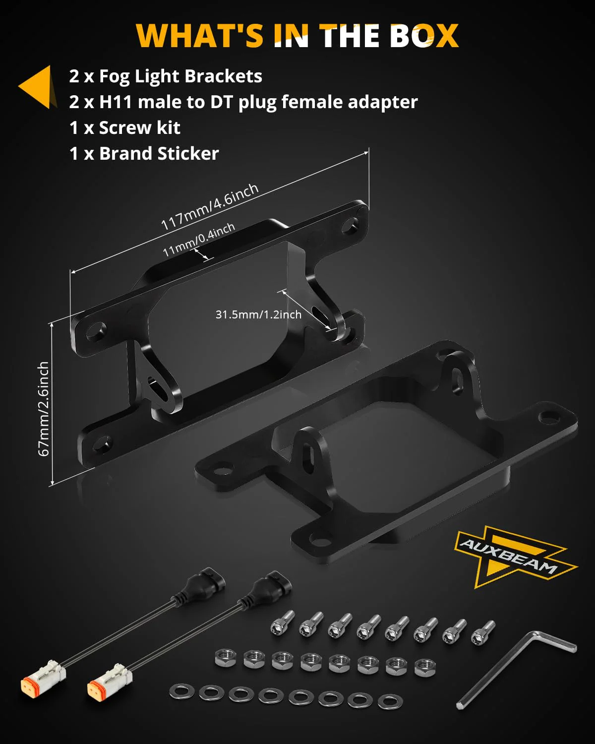 Auxbeam Color Play Series Fog Light Mounting Brackets for Ford Honda Nissan Subaru Acura, Off Road Lights Mounting Kit, Pair, (Lights Not Included) Color Play 3" Brackets ZD000871 - Image 5
