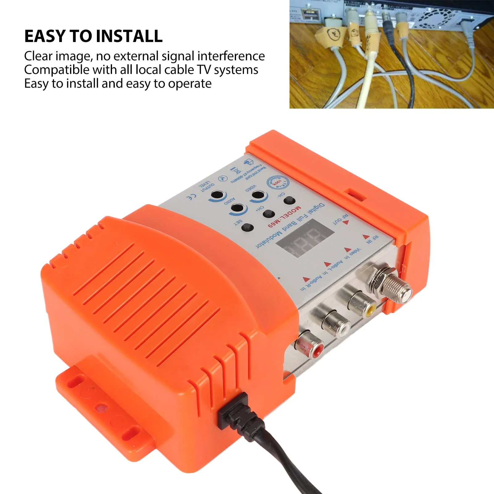 AV to RF Modulator Supports VHF UHF PAL NTSC TV Link Modulator with Digital Display, Easy Installation and Simple (US Plug) US Plug - Image 2