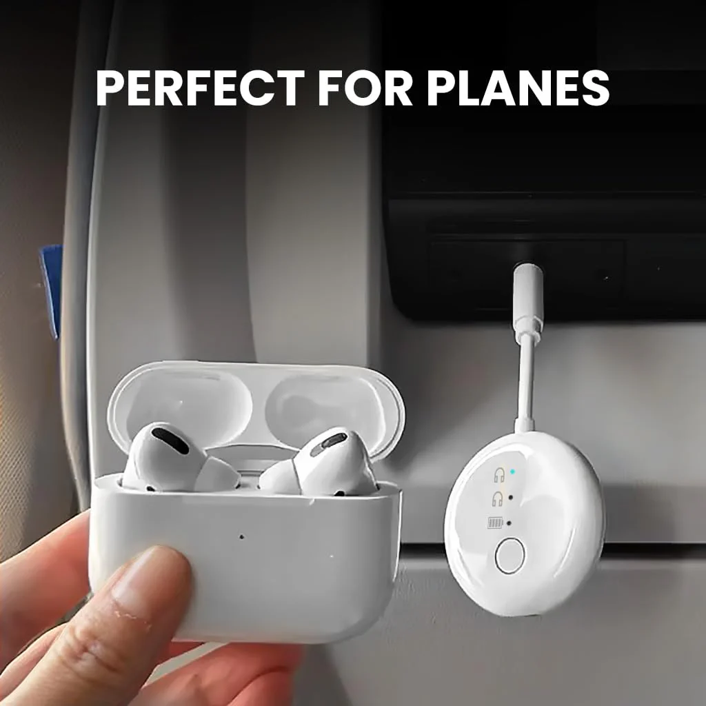 Avantree SoundJet R1 [2025 New] - Airplane Bluetooth 5.3 Adapter for up to 2 AirPods or Headphones with Low Latency and 20hr Playtime, Wireless Audio Transmitter for Flights, Travel, Gym, TV, Tablet White - With Dual Adapter - Image 2