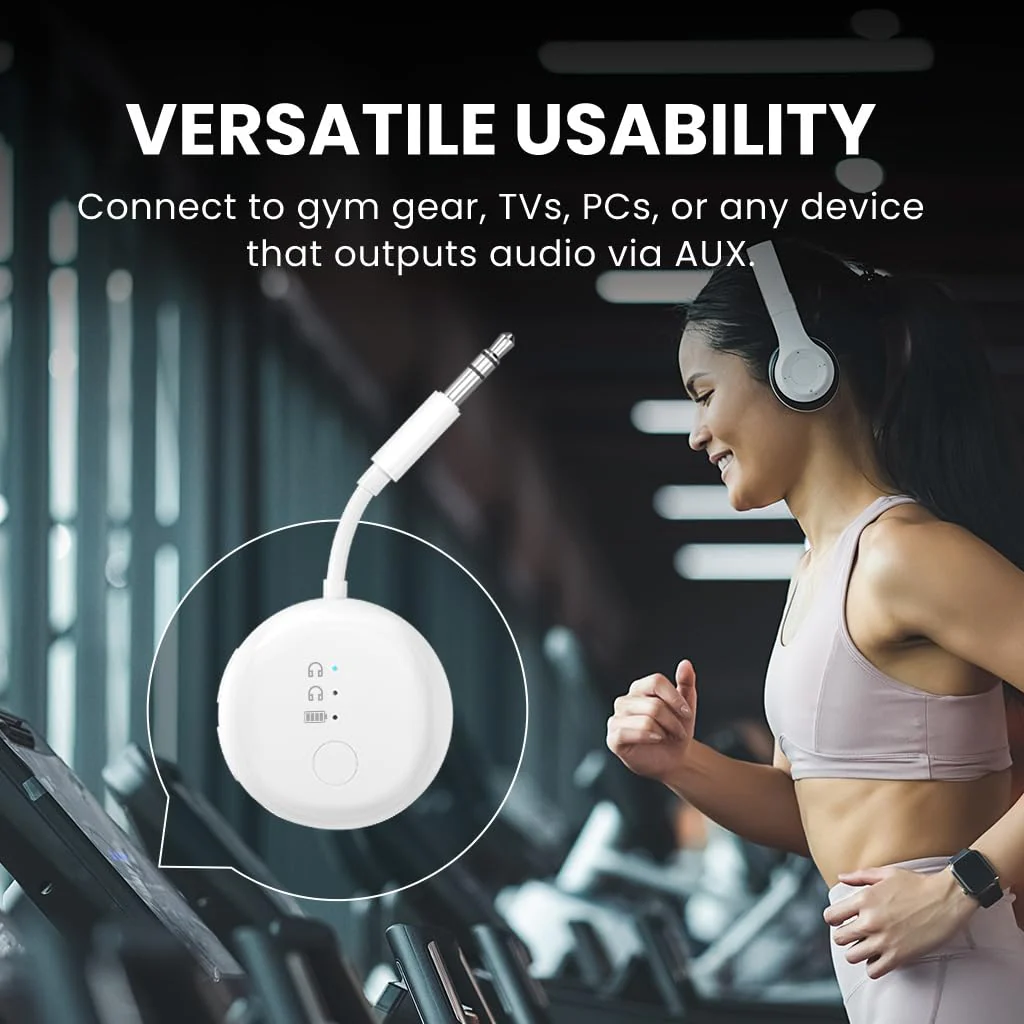 Avantree SoundJet R1 [2025 New] - Airplane Bluetooth 5.3 Adapter for up to 2 AirPods or Headphones with Low Latency and 20hr Playtime, Wireless Audio Transmitter for Flights, Travel, Gym, TV, Tablet White - With Dual Adapter - Image 6