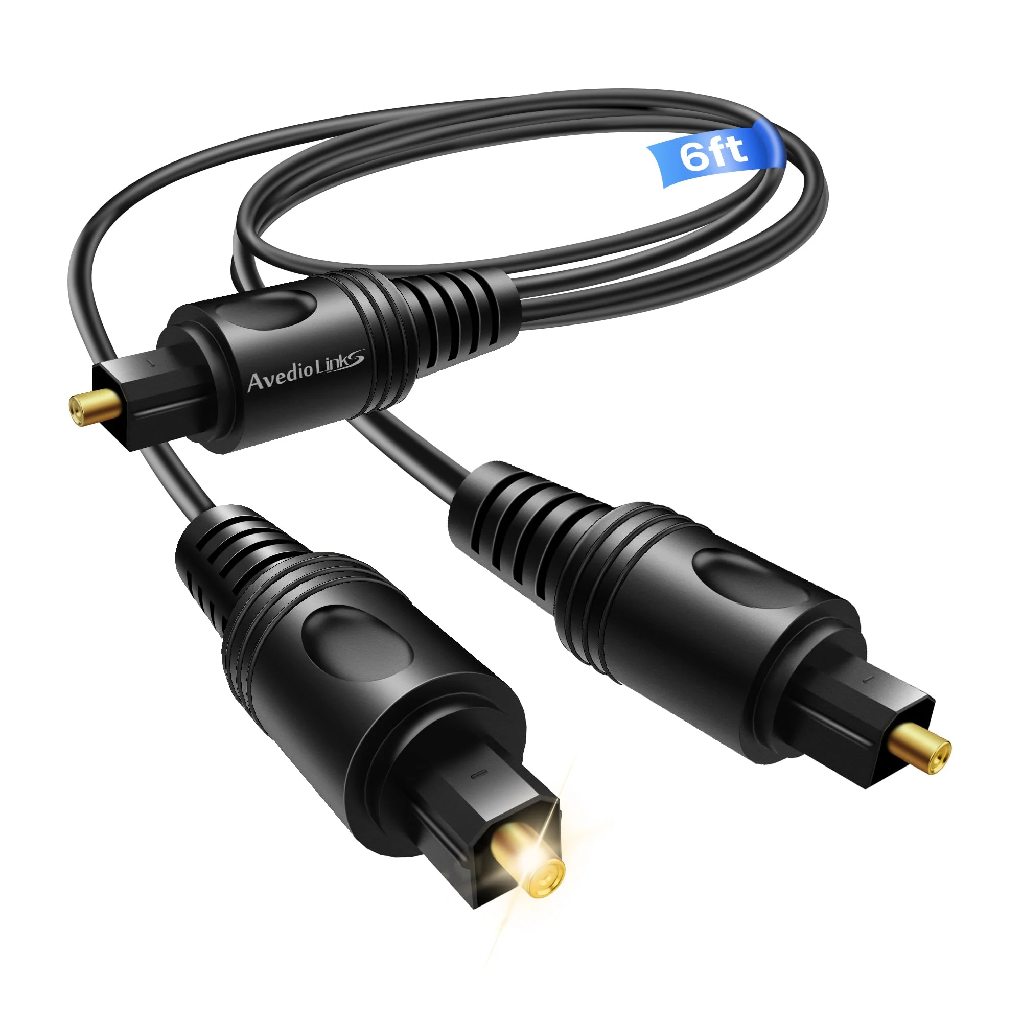 avedio links Digital Audio Splitter 1 in 2 Out 6ft, Toslink Digital Fiber Optic Audio Splitter 1 Male Input 2 Male Output (for Home Theatre, Xbox, PS3/PS4) 1 Male 2 Male 6ft